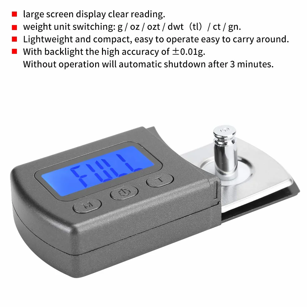 Annadue Digital Turntable Stylus Force Scale 0,01 g LCD niebieskie podświetlenie
