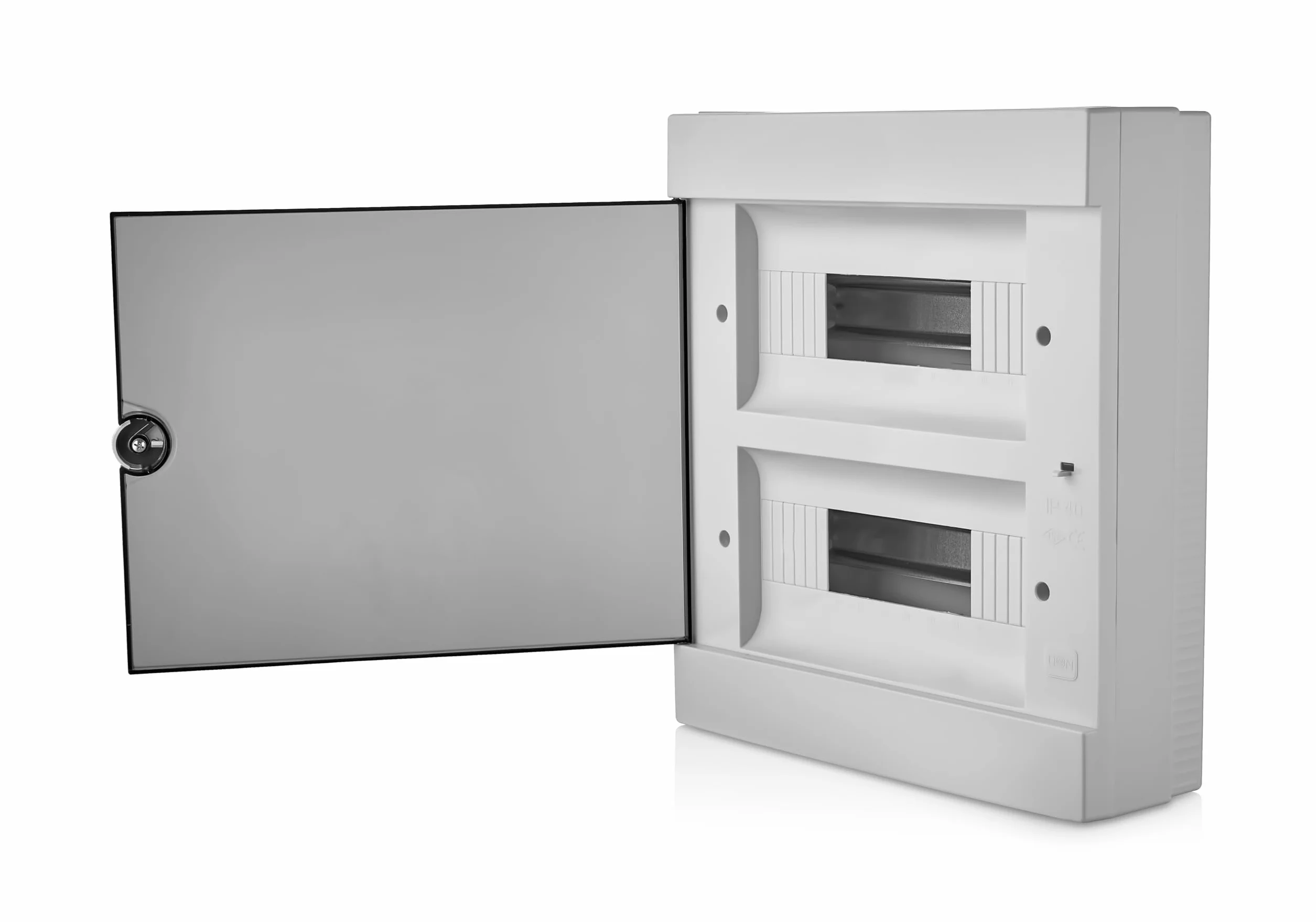 Lion Electric Skrzynka bezpiecznikowa natynkowa 24 moduły 2-rzędowa IP40 biała z czarnymi drzwiami