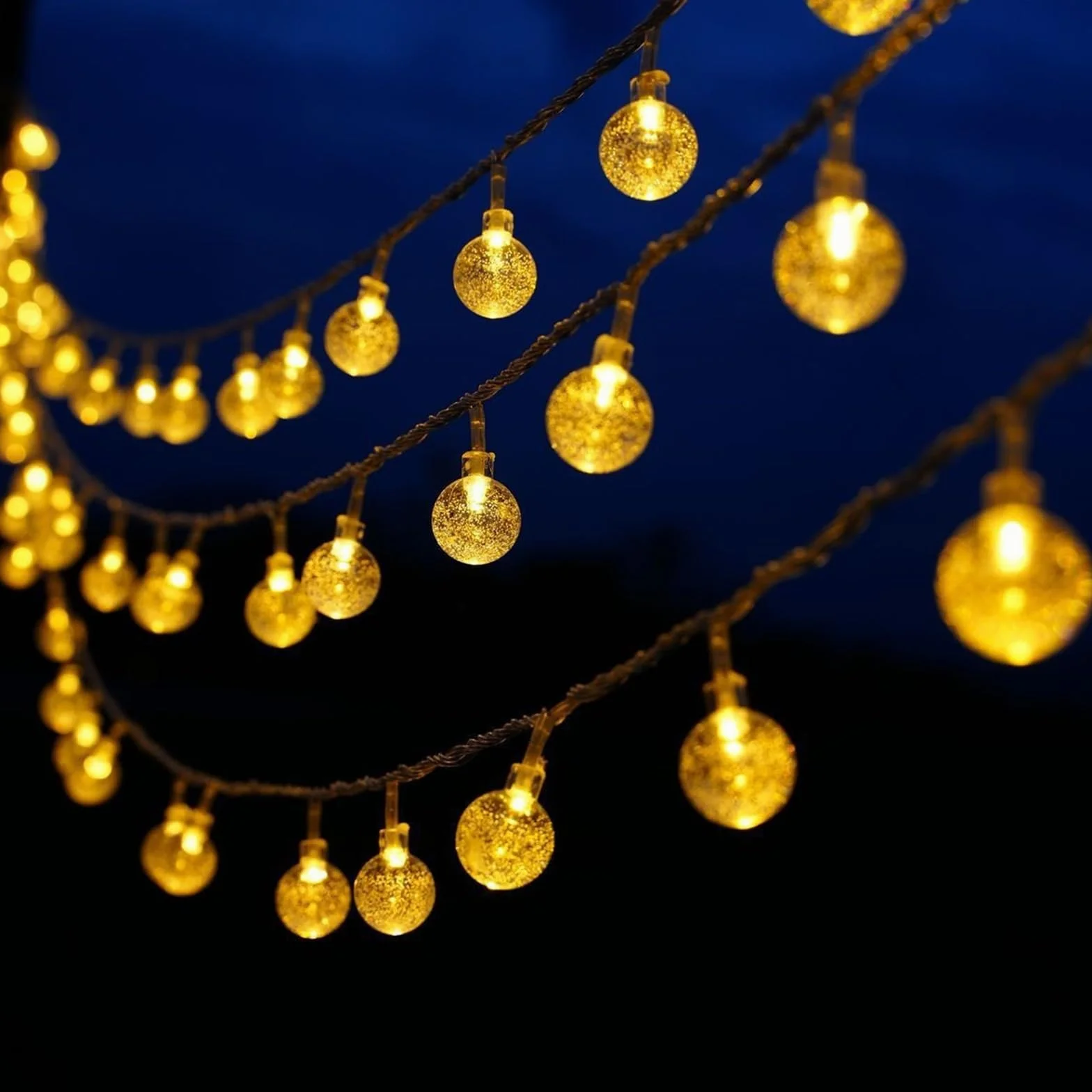 ENLACE Łańcuch świetlny z kulkami LED, 3 m, 20 diod LED, ciepła biel, średnica 2,3 cm, łańcuch świetlny na wesele, balkon, Boże Narodzenie, do sypialni, na imprezę, do dekoracji wewnątrz i na zewnątrz