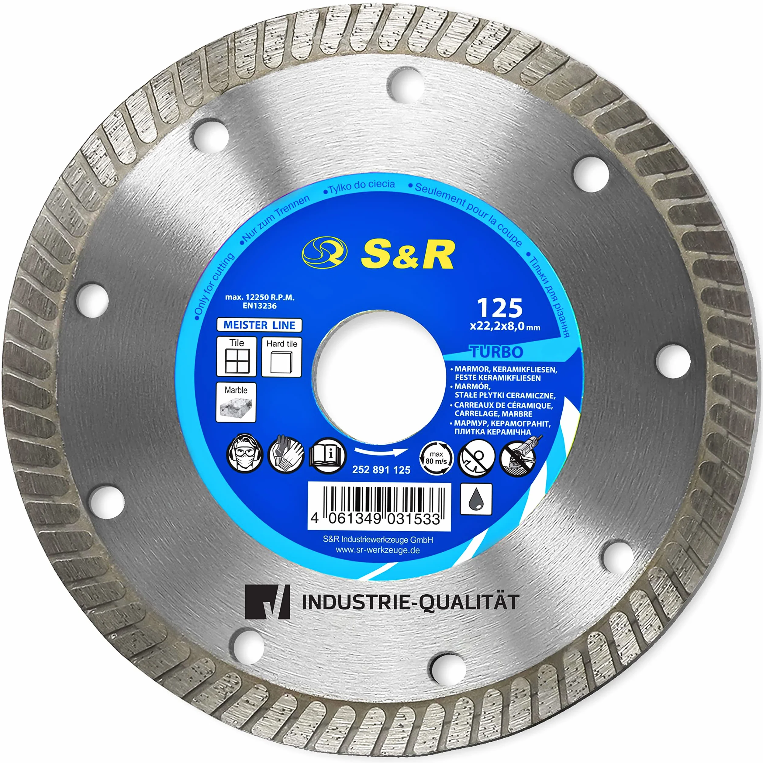 S&R Diamentowa tarcza tnąca PREMIUM Extra-Clean 125 x 22,23 mm do cięcia płytek ceramiki granitu