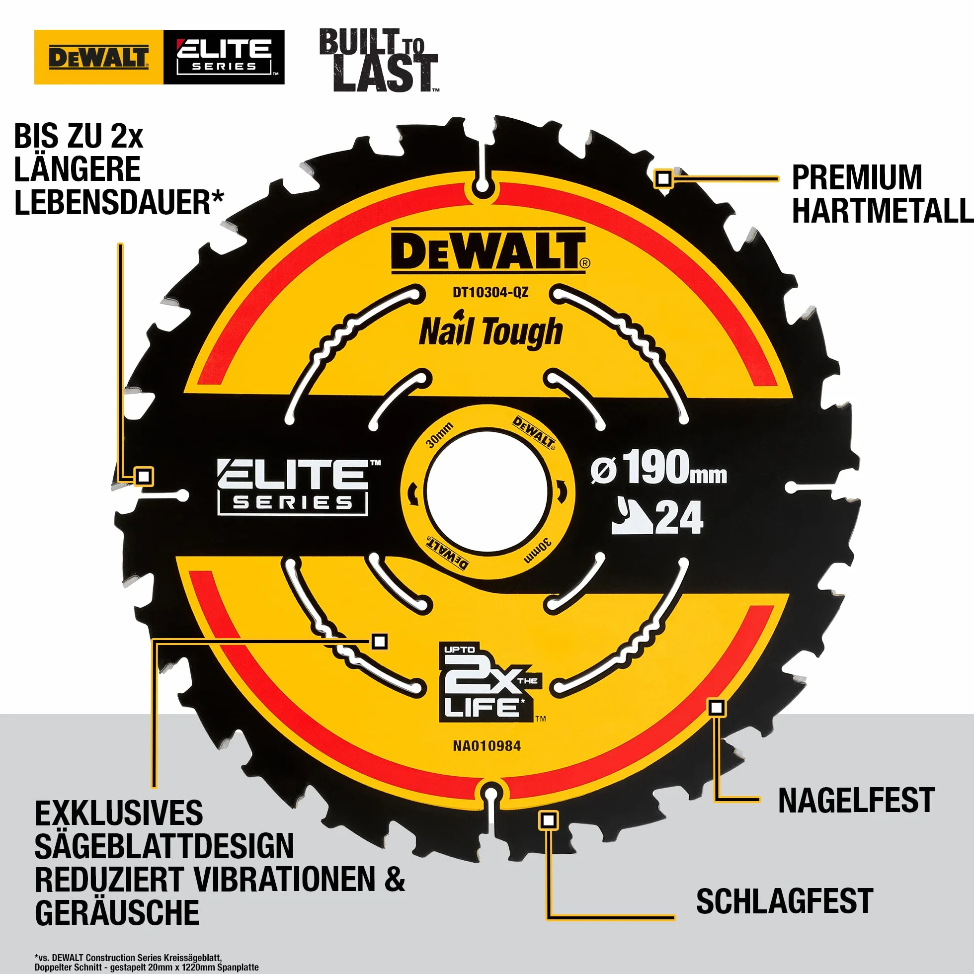 Dewalt brzeszczot do piły tarczowej DT10304 tarcza ø 190/30 mm szerokość cięcia 1,65 mm 24 zęby Nail Tough