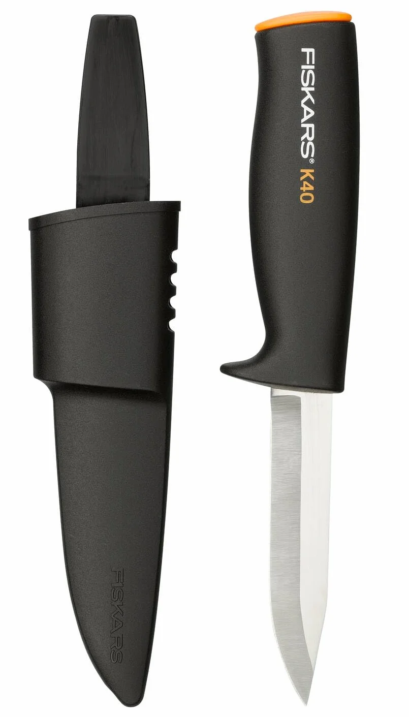 Fiskars Nóż Uniwersalny 22,5 cm Czarno-pomarańczowy Ziarnistość 40 z Pochwą