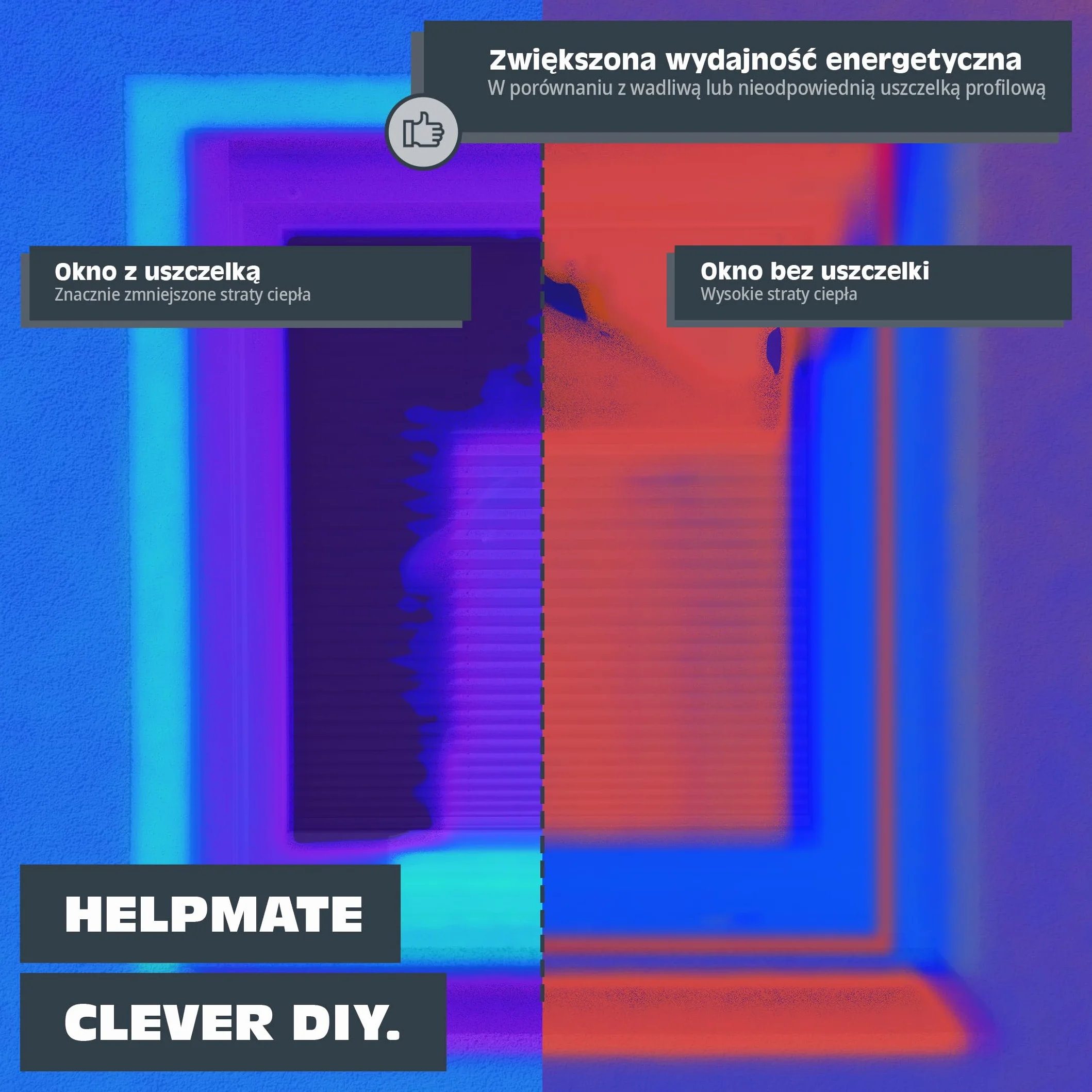 HELPMATE Samoprzylepna taśma uszczelniająca do okien i drzwi 9 x 5,5 mm profil P 12 metrów