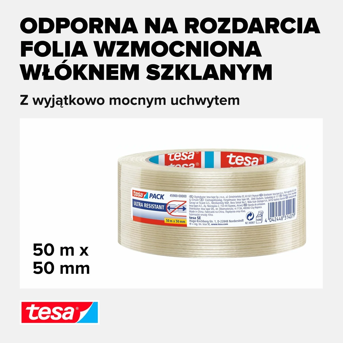 Tesa Ultra Resistant Taśma Filamentowa 50 m x 50 mm Przezroczysty