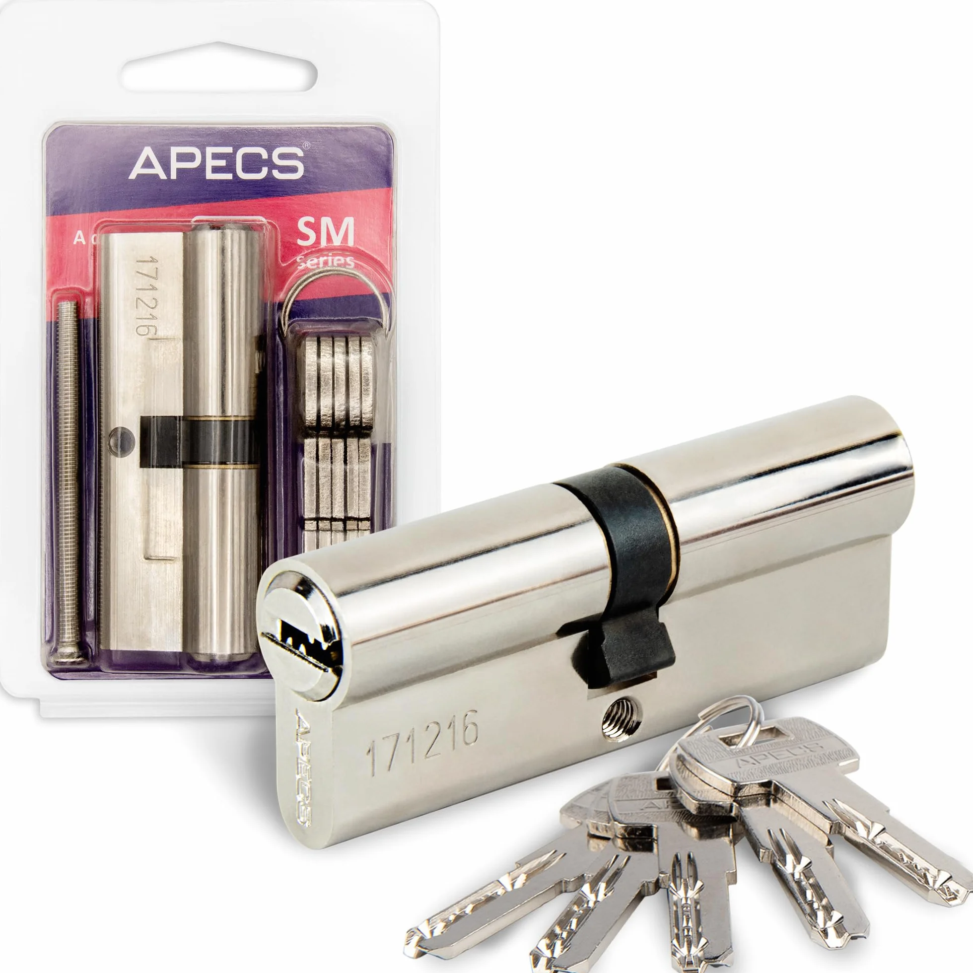 APECS Zamek bębenkowy cylinder profilowy 70 (30/40) mm z 5 kluczami SM-70