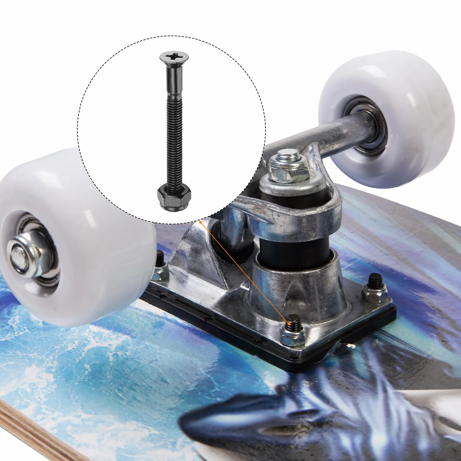 PATIKIL Sprzęt do deskorolki 1-1/4" / 31 mm, 8 szt. śrub i nakrętek ze stali węglowej do deskorolek, śruby i nakrętki z łbem krzyżowym do cruisera, czarne