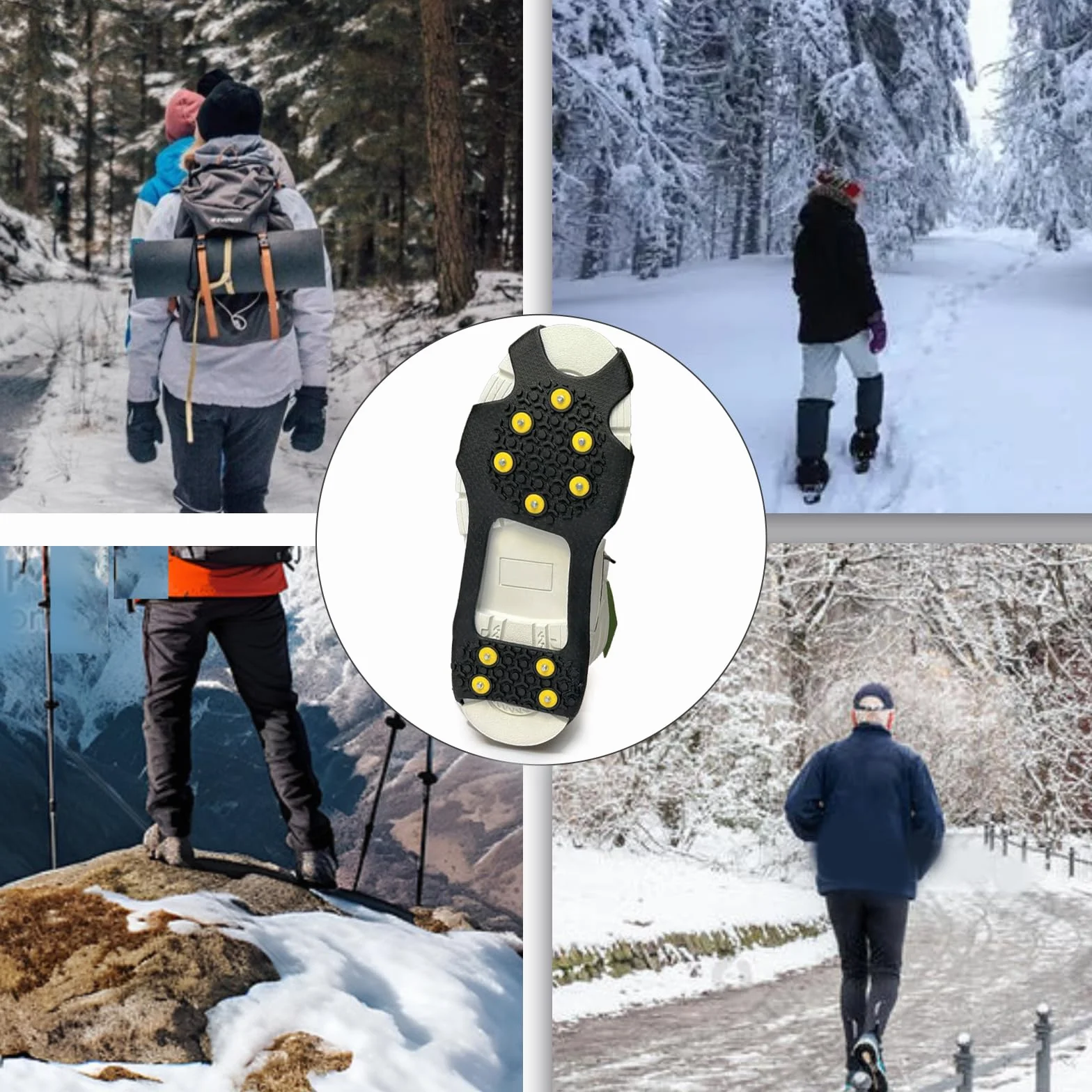 Winter Wise 10 Stud Ice Gripper, antypoślizgowe, uniwersalne, elastyczne kolce śniegowe i lodowe, cęgi (L)