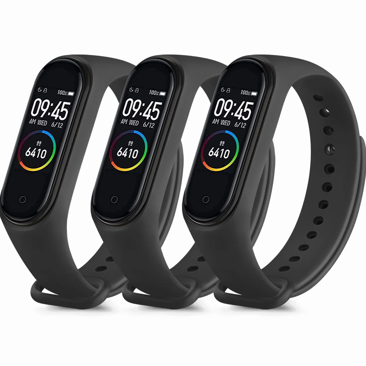 Bransoletka kompatybilna z Xiaomi Mi Band 4 / Xiaomi Mi Band 3, zapasowy pasek silikonowy, wodoszczelny, do Xiaomi Mi Band 4 / Mi Band 3 (czarny/czarny)