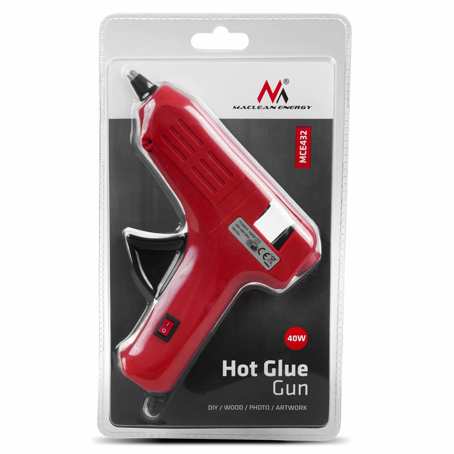 Maclean MCE432 Pistolet do Klejenia na Gorąco z 2 Wkładami, Lekki, Metalowa Podpórka
