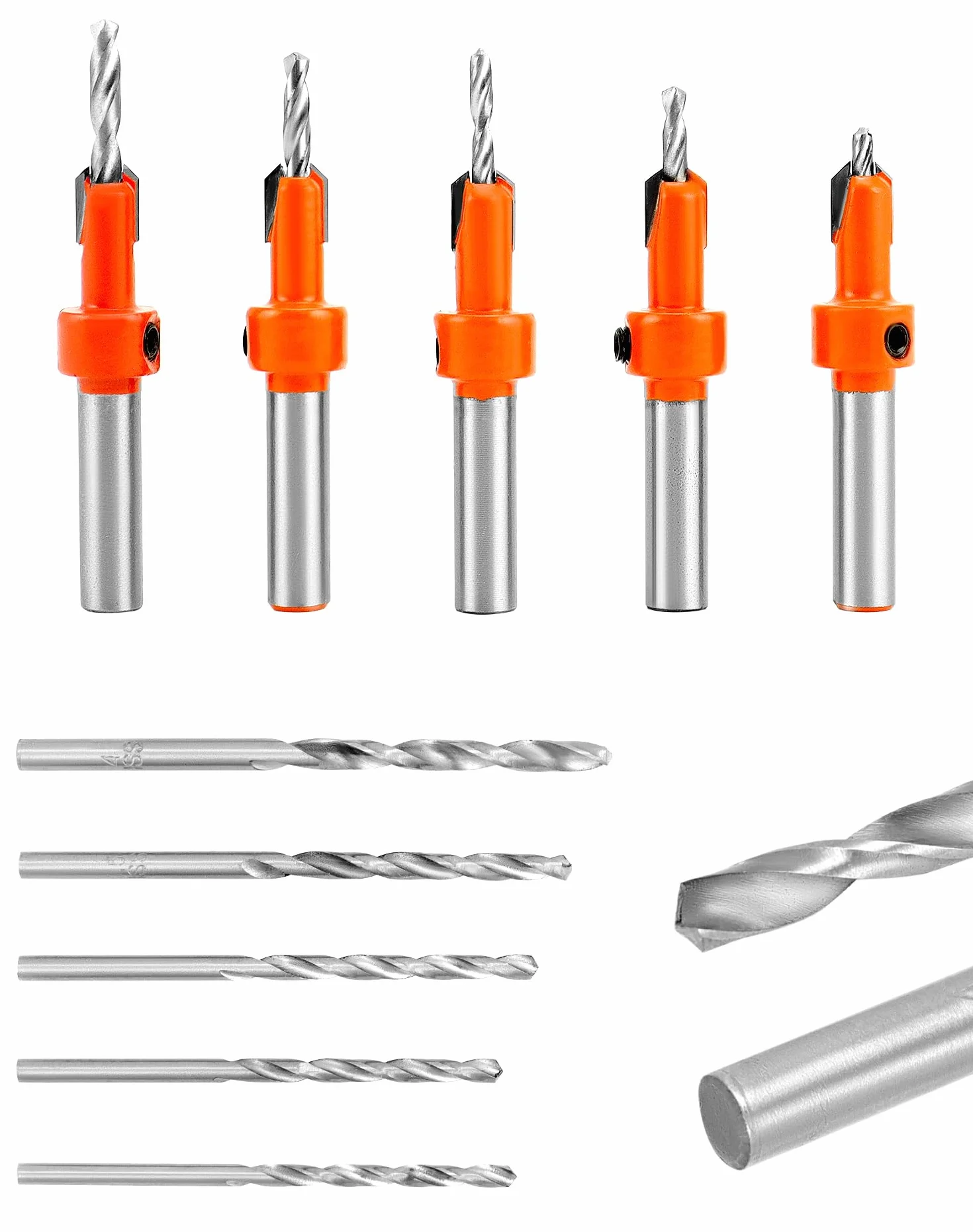 QWORK 5 sztuk zestaw wierteł pogłębiających z wymiennymi wiertłami 8 mm
