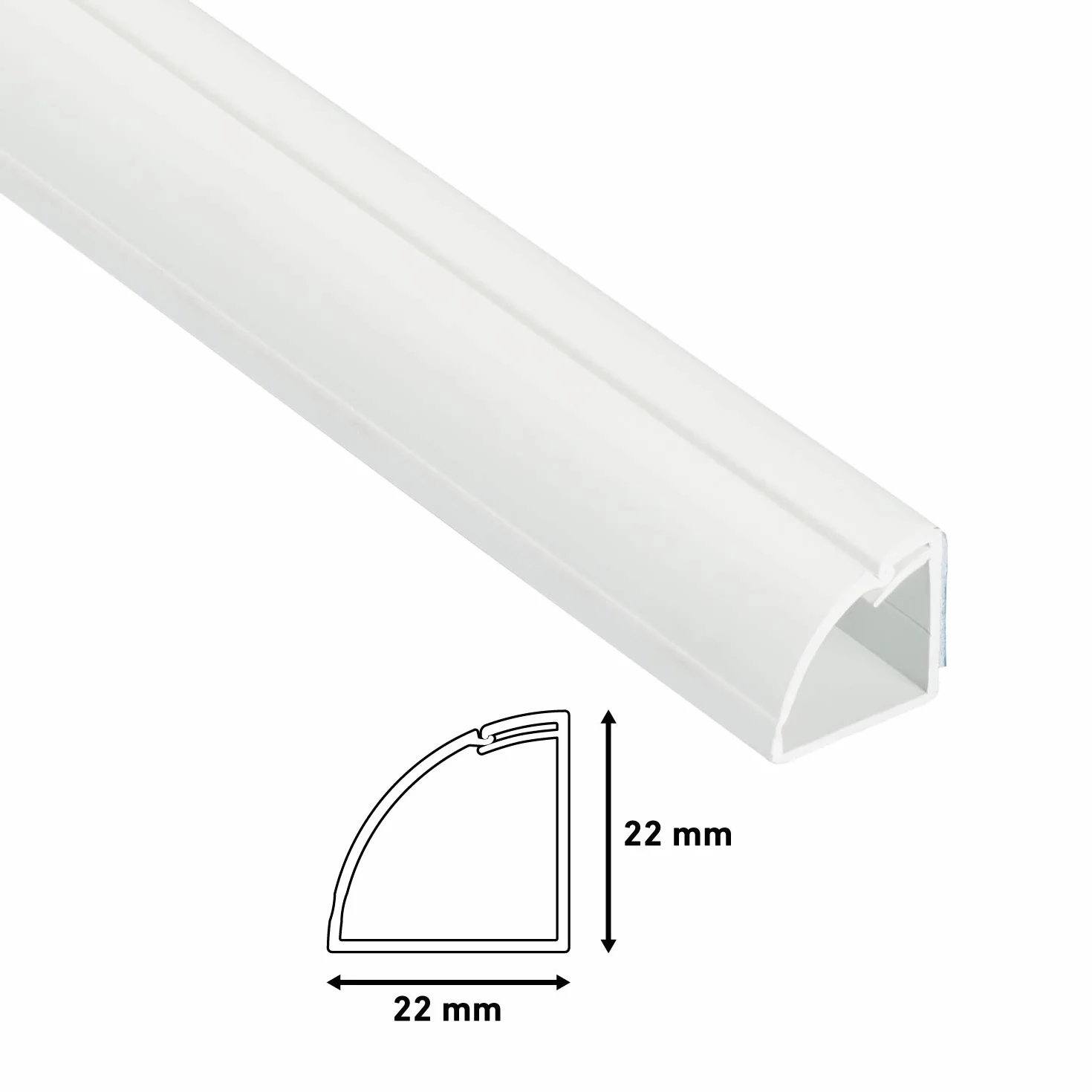 D-Line Ćwierćokrągły kanał kablowy 22x22 mm x 1 m, samoprzylepna osłona kabla, narożna listwa podłogowa
