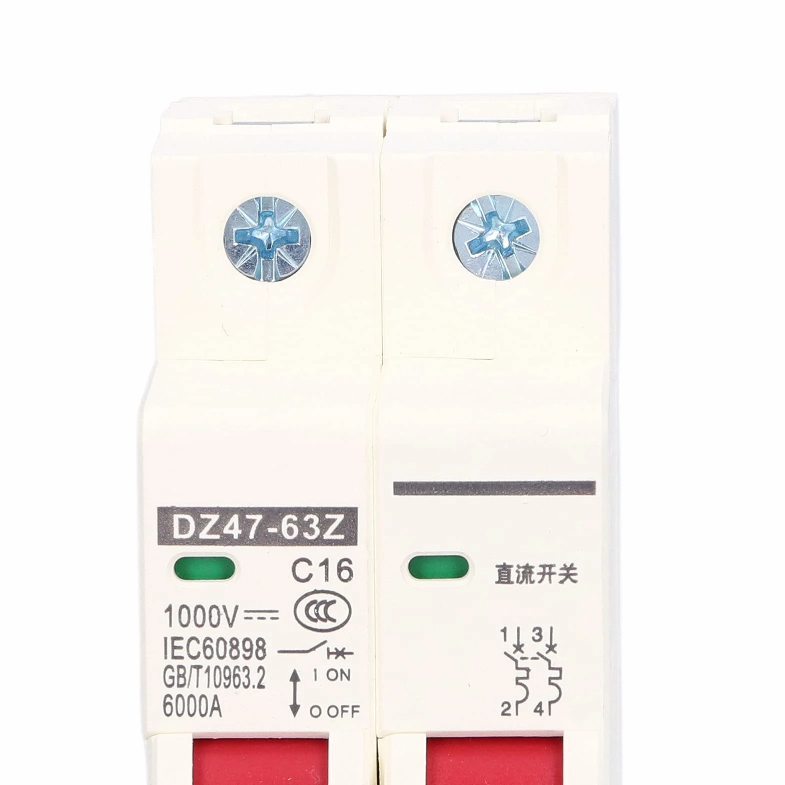 Miniwyłącznik 2P 16A DC 1000V DC DZ47-63Z odłącznik izolator system solarny fotowoltaiczny szyna DIN