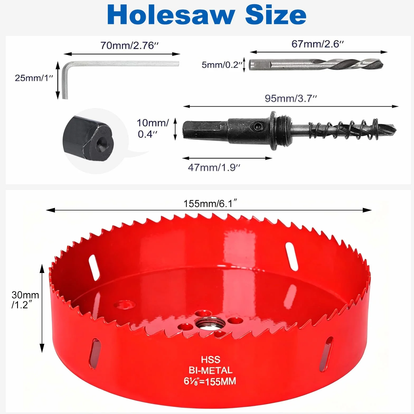 FreeTec Otwornica Ø 155 mm Bimetal Z Wiertłem Centrującym