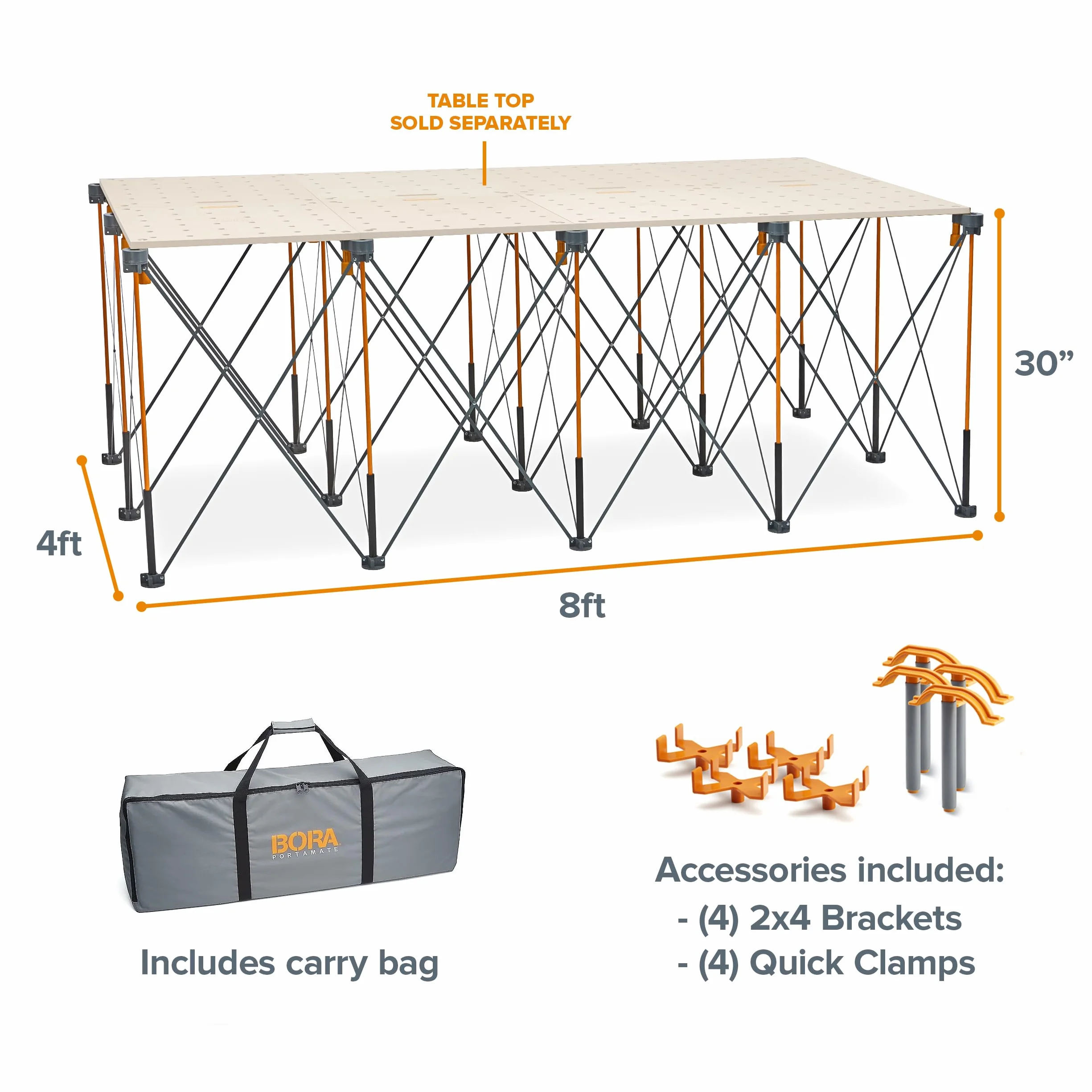 BORA Centipede 1,2 m x 2,4 m x 0,75 m, 4 miseczki X, 4 zaciski, torba C/S