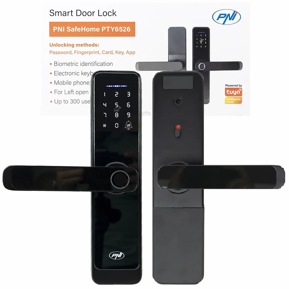 Smart Lock PNI SafeHome PTY6526, odcisk palca, kod, tag, aplikacja Tuya Smart