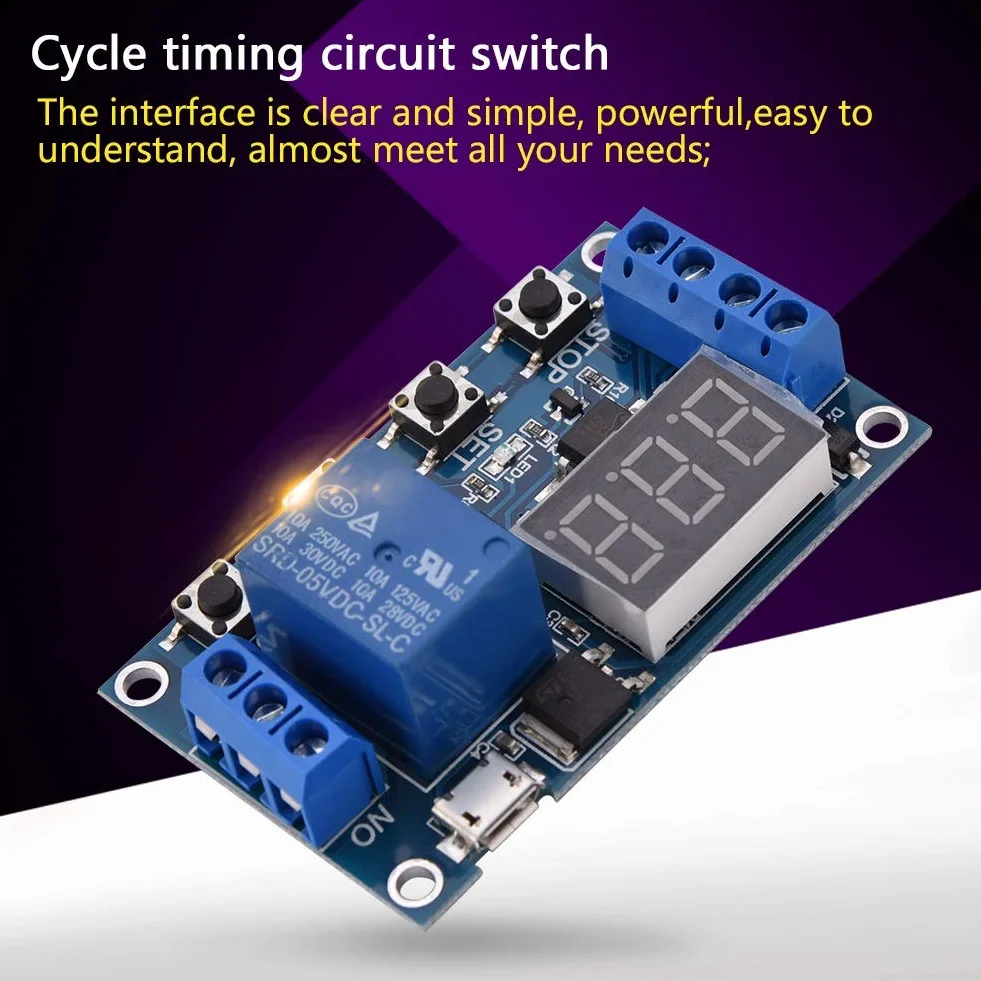 DEWIN Przekaźnik czasowy DC 6 V-30 V opóźnienie włączania/wyłączania timer LED micro USB 5 V