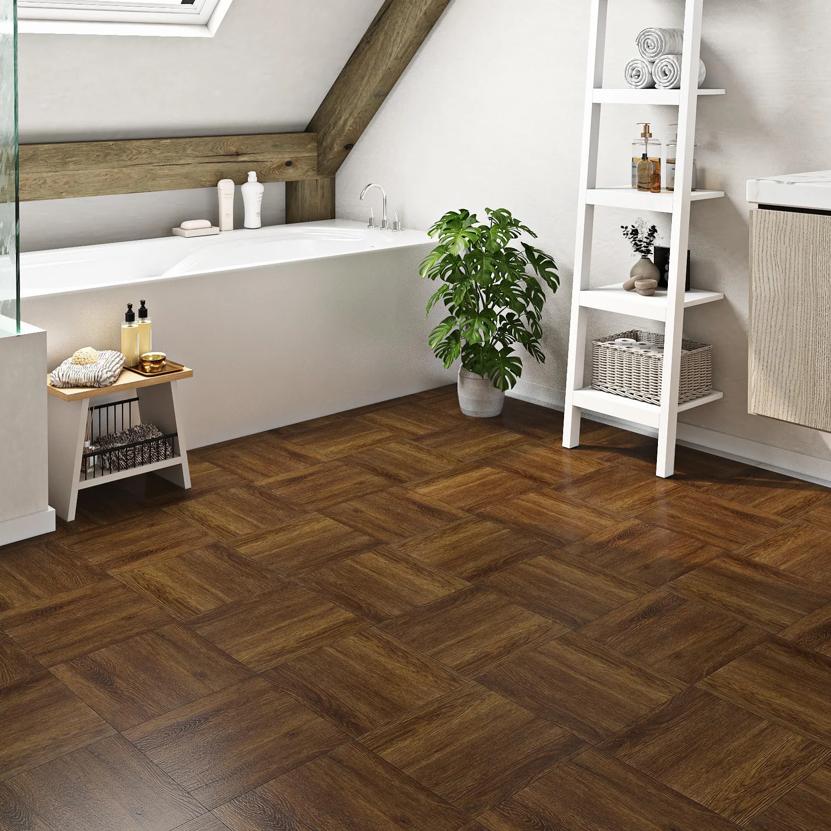 Winylowe płytki podłogowe samoprzylepne 30x30 cm efekt brązowego drewna wodoodporne