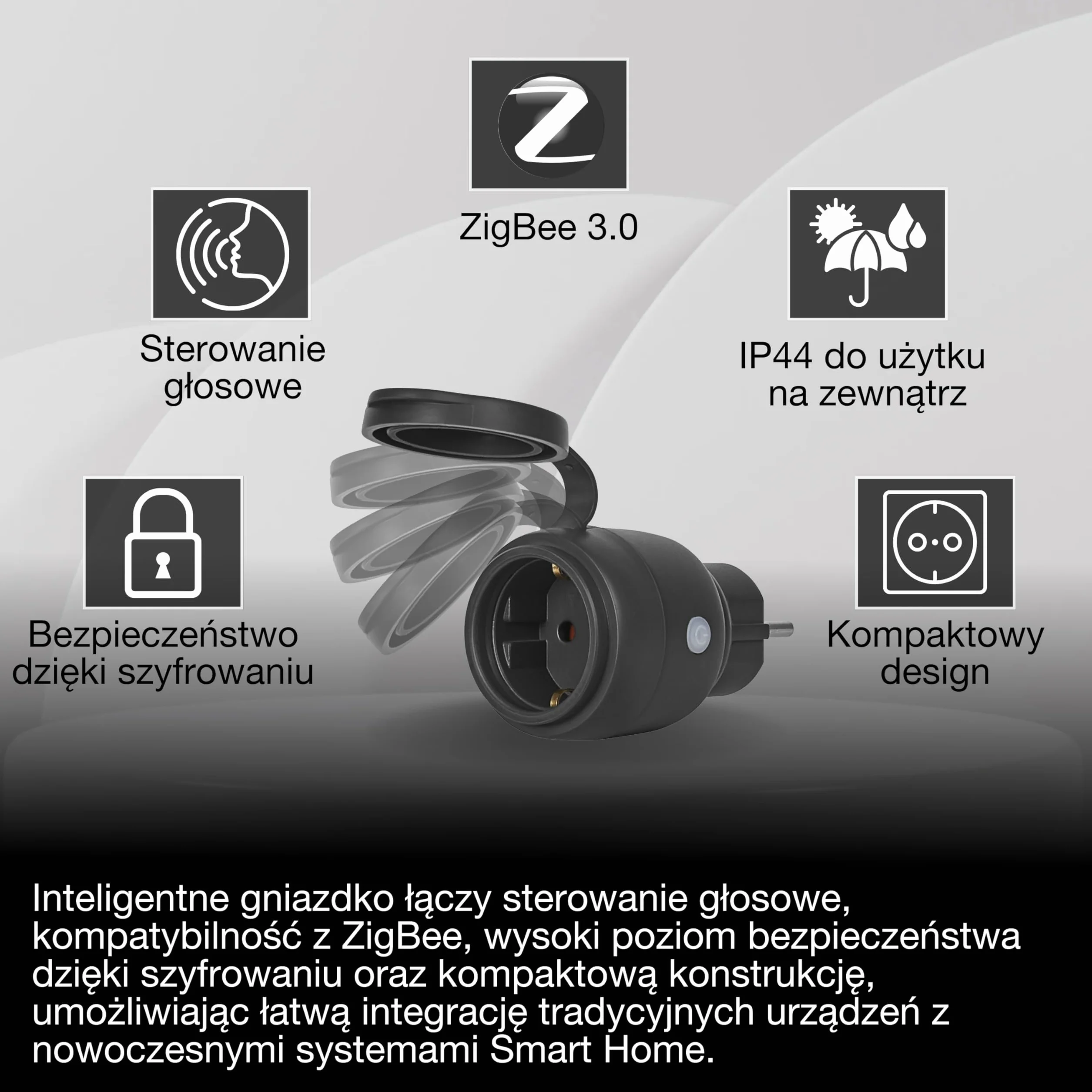 OSRAM SMART+ ZIGBEE Gniazdo zewnętrzne EU IP44 Czarny PP Kontrola zużycia energii Smart Home