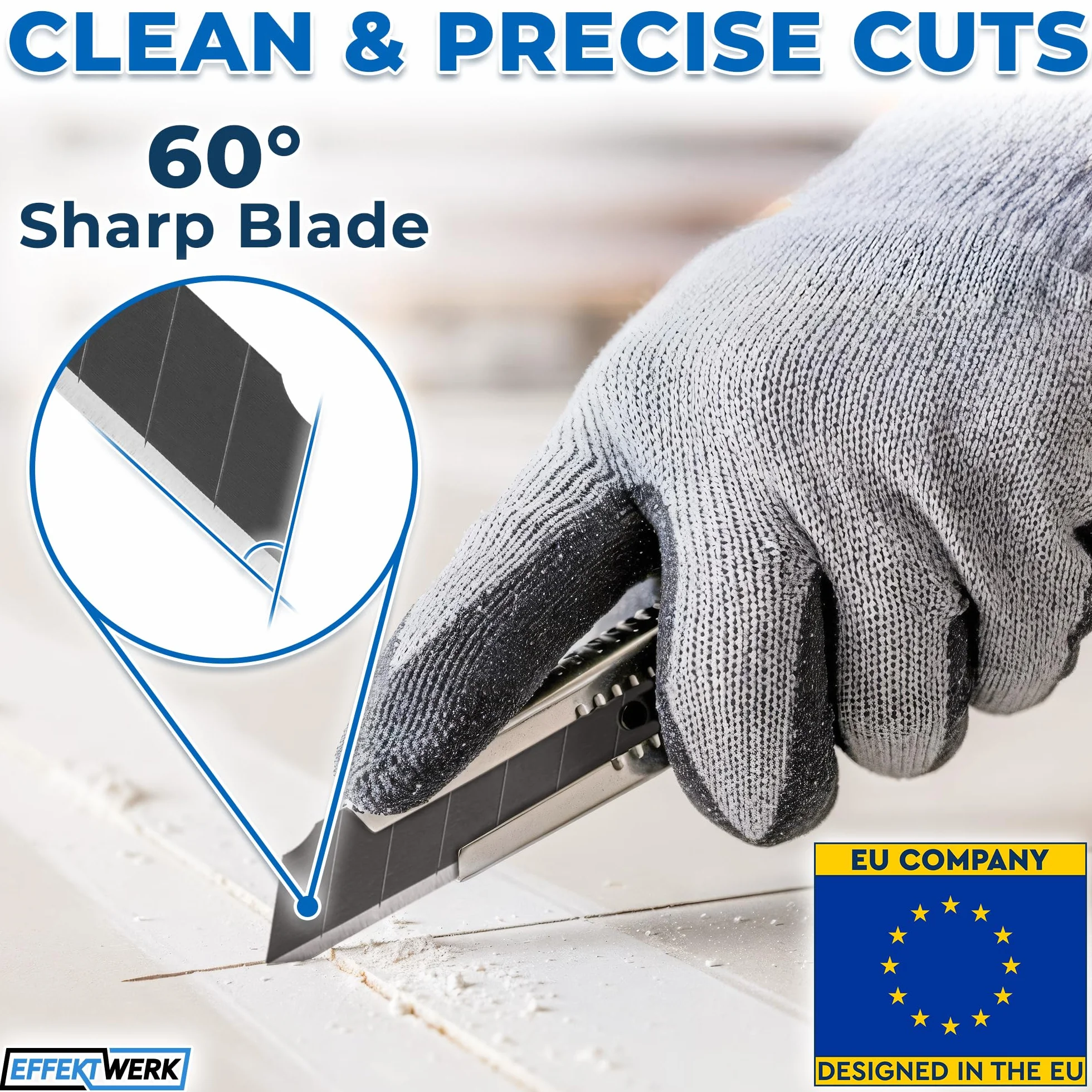 Box Cutter Blade Set 60 Pack 9mm Utility Knife Replacement Blades Heavy Duty Carbon Steel Snap Off Blades