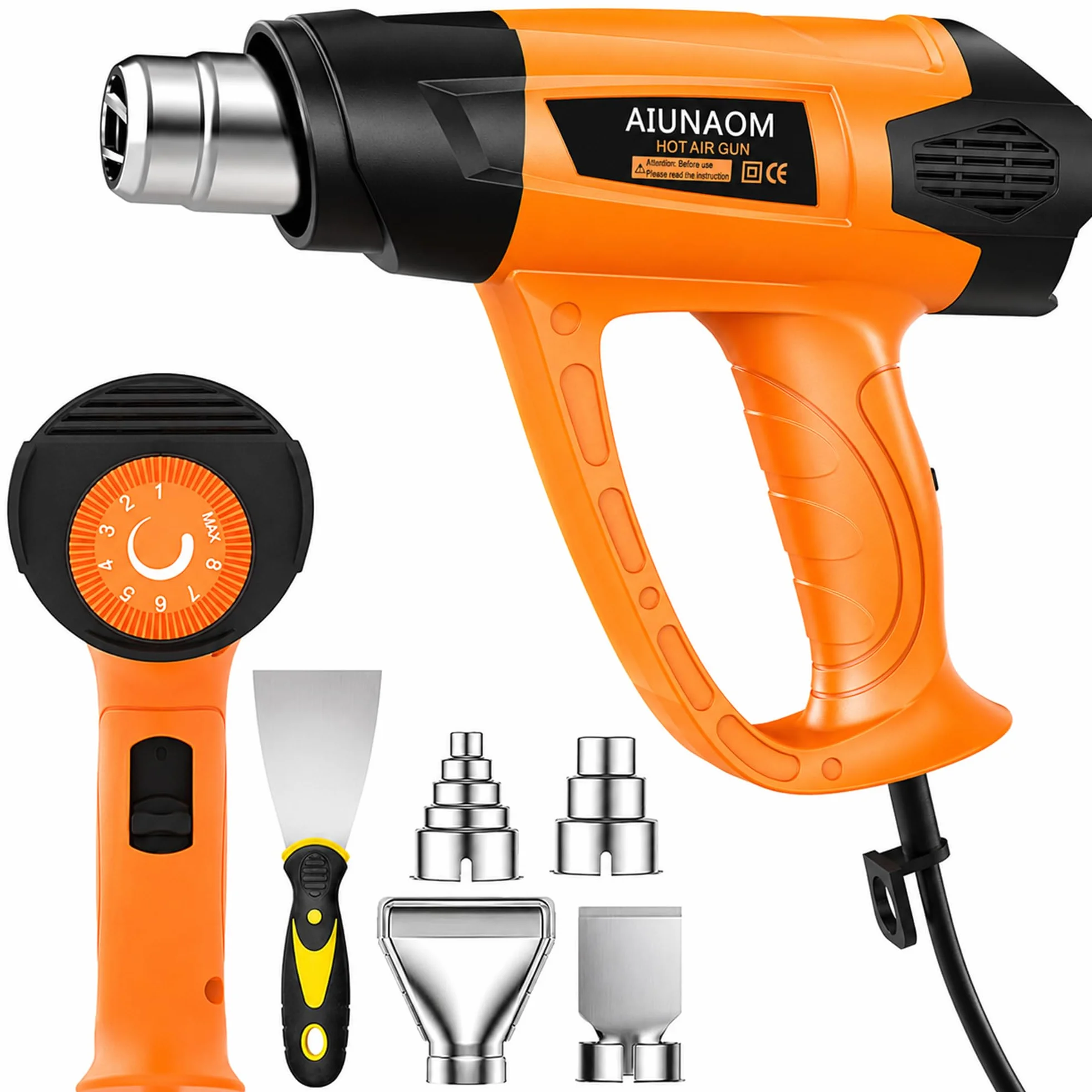 AIUNAOM 2000 W Profesjonalna Opalarka Pistolet na Gorące Powietrze 50℃-650℃ 9 Poziomów Temperatury 6 Akcesoriów