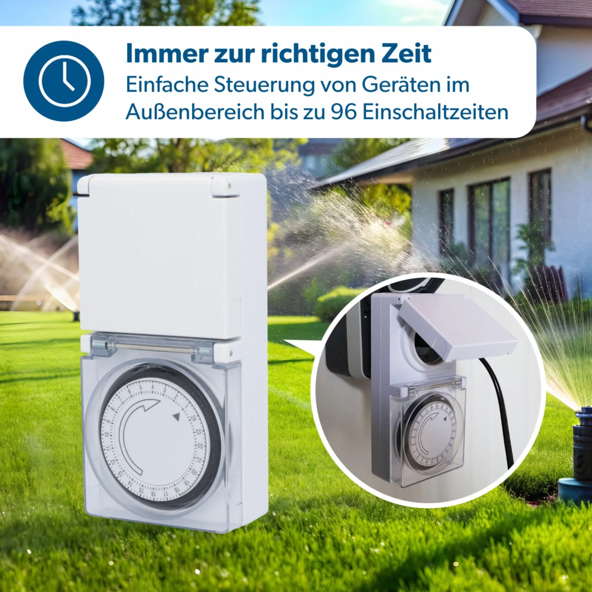 UNITEC Zegar sterujący dzienny mechaniczny IP44 analogowy biały 15 minut