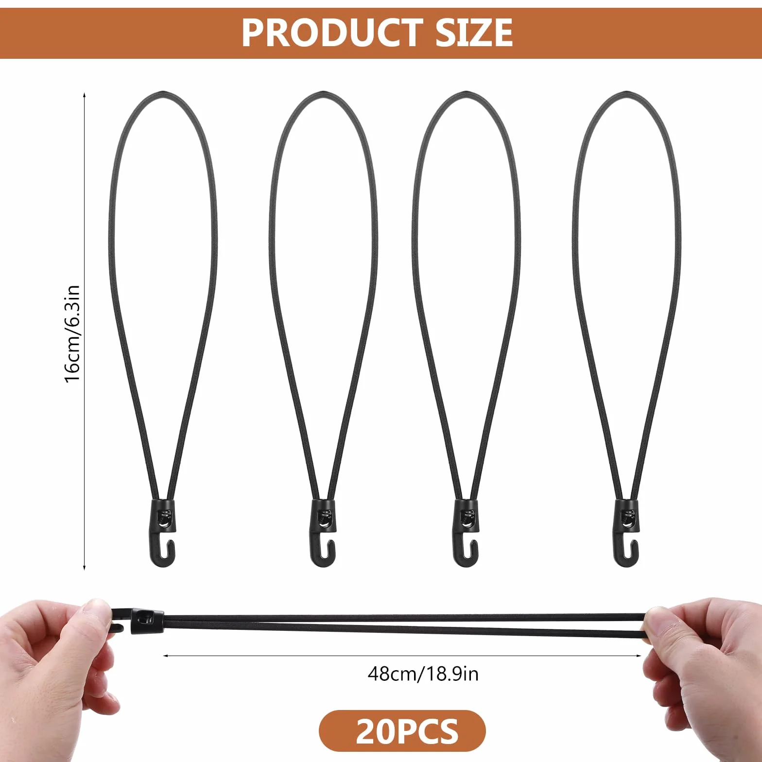 20 sztuk gumek napinających z haczykiem, 10 cm, czarny napinacz do plandek