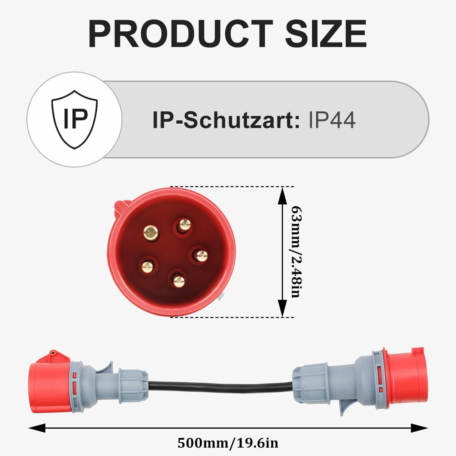 CHRI Adapter CEE 32A na 16A, 5x2.5mm² Kabel 16A 415V