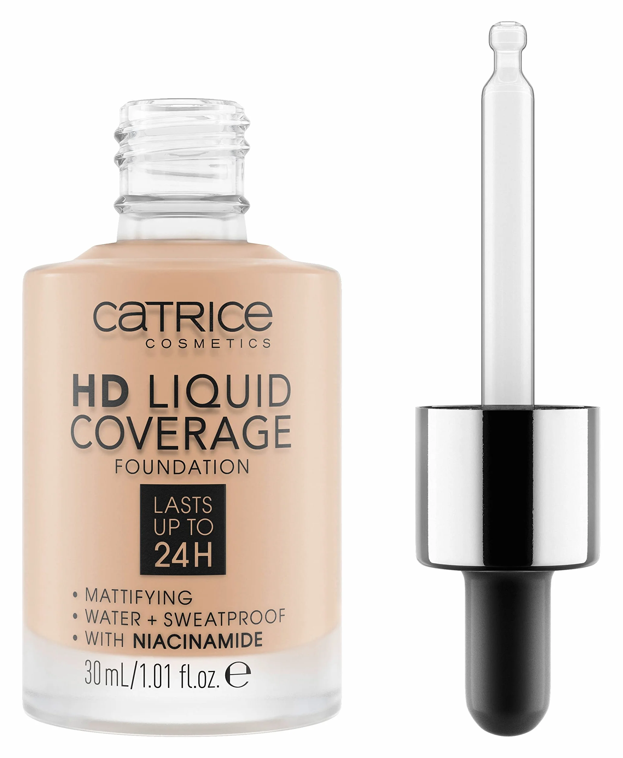 Catrice Podkład HD Liquid Coverage, długotrwały, matujący, matowy (30ml)