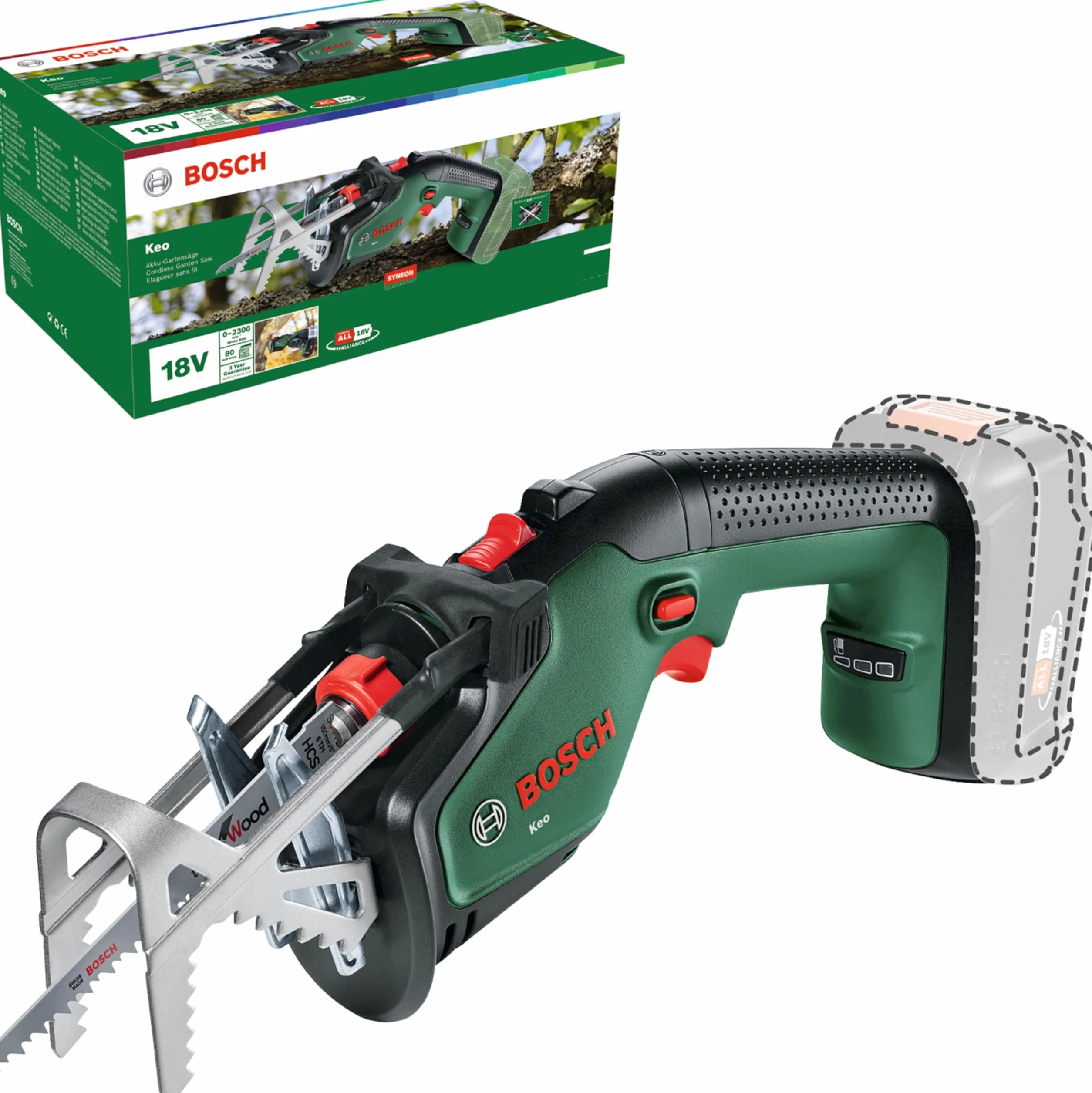 Bosch Akumulatorowa Piła Ogrodowa Keo 18 V Średnica Cięcia 80 mm Brzeszczot do Drewna