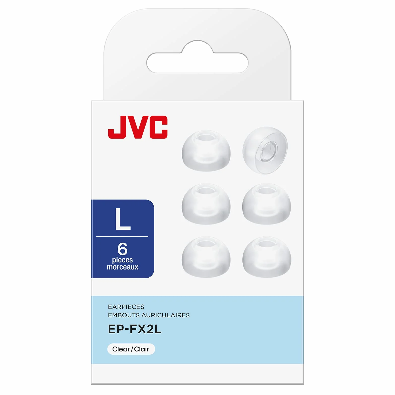 JVC EP-FX2L-Z Silikonowe końcówki zamienne zestaw 6 sztuk przezroczyste