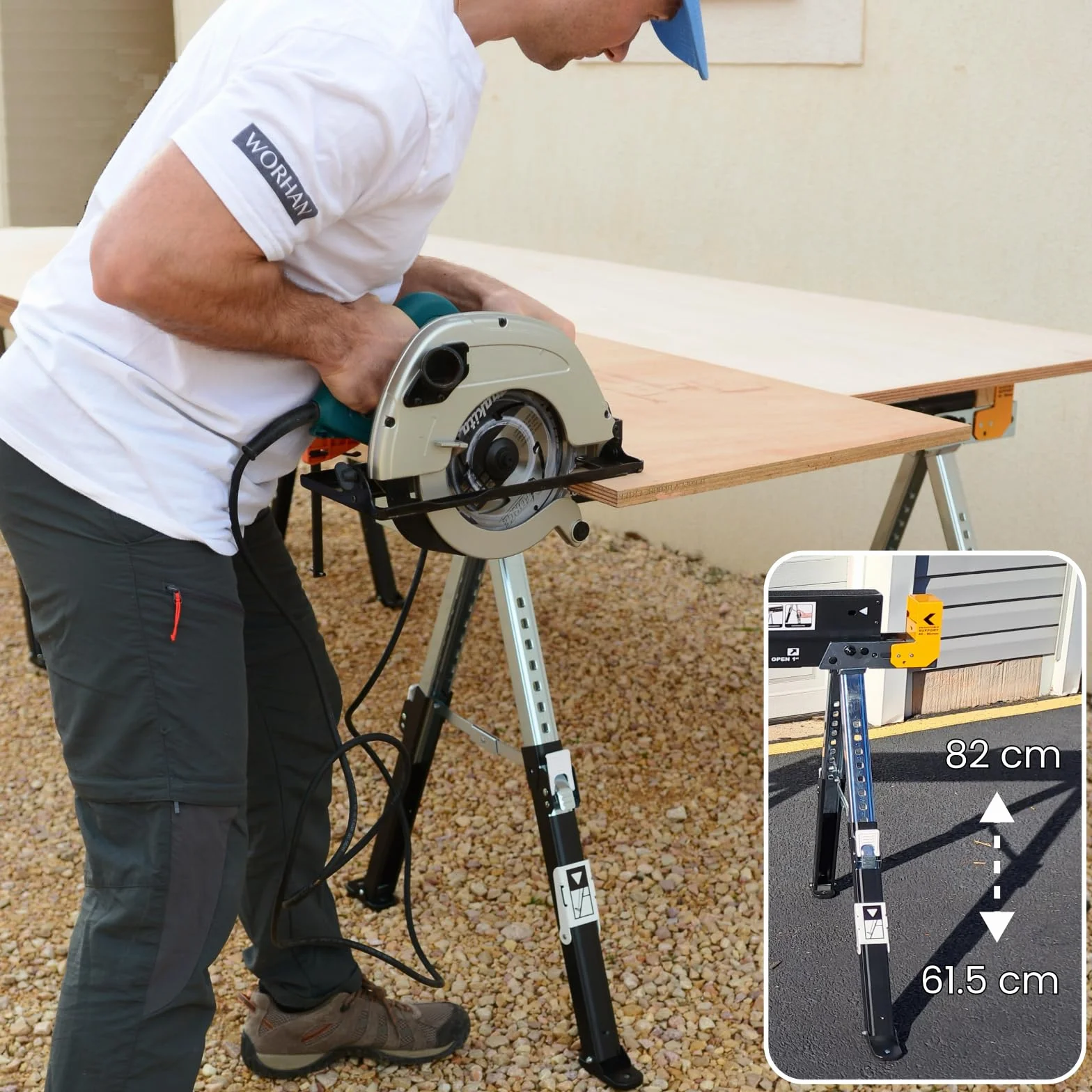 Kozioł roboczy składany S600A dwupak 1180 kg stal antypoślizgowy