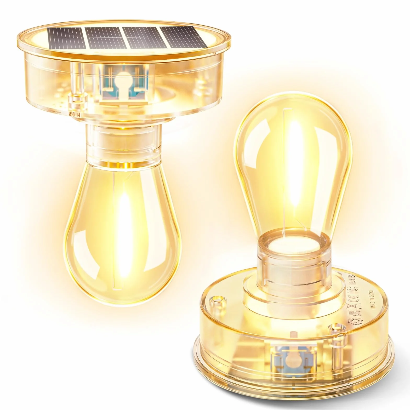 BUCASA 2 sztuki solarnych lampek do ogrodu, lampa solarna z jasną żarówką LED, pokrywa zapasowa, panel słoneczny, DIY