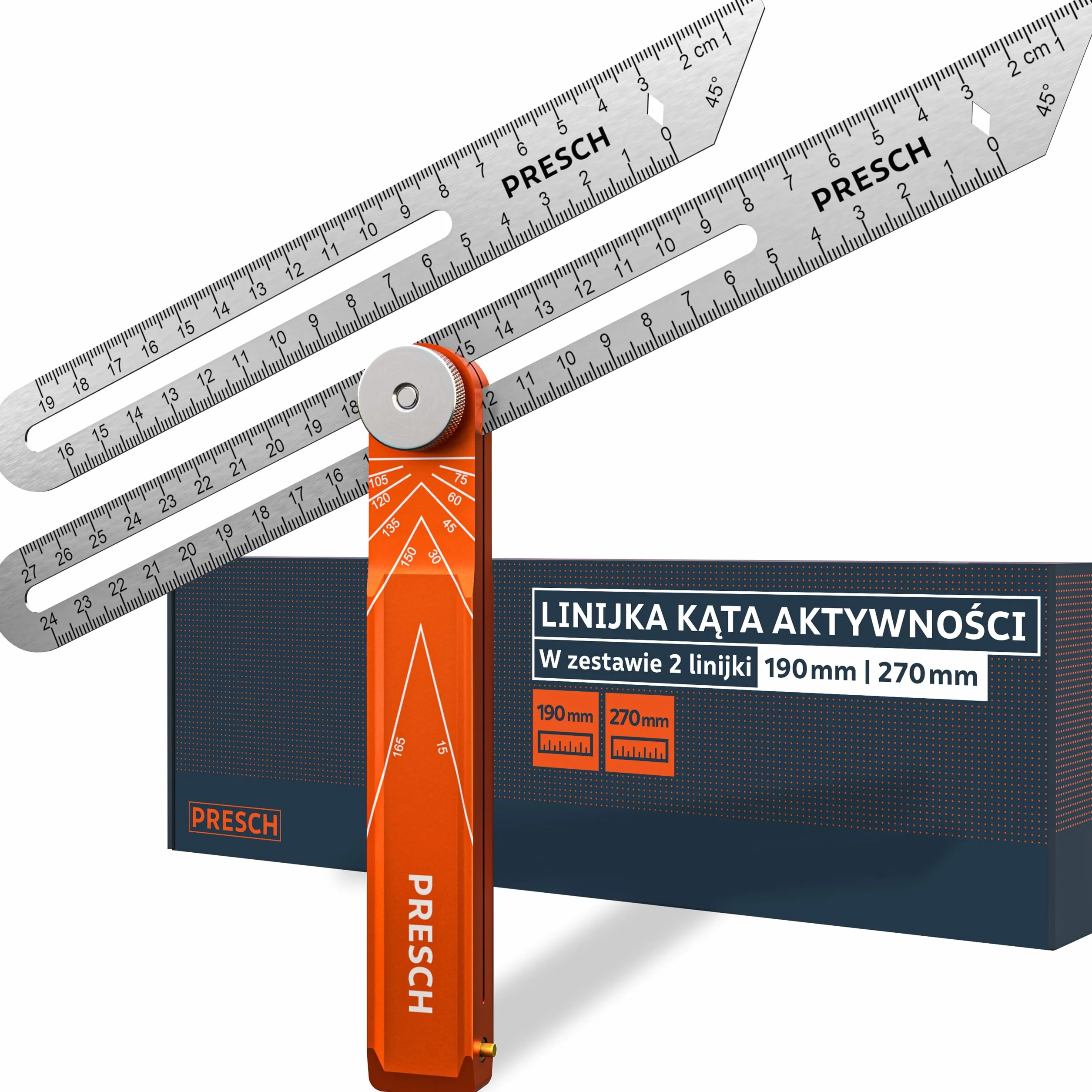 Presch Linijka Kąta Aktywności 190mm 270mm Precyzyjne Przenoszenie Kątów T-fazowy z Frezowanego Aluminium i Stali Nierdzewnej
