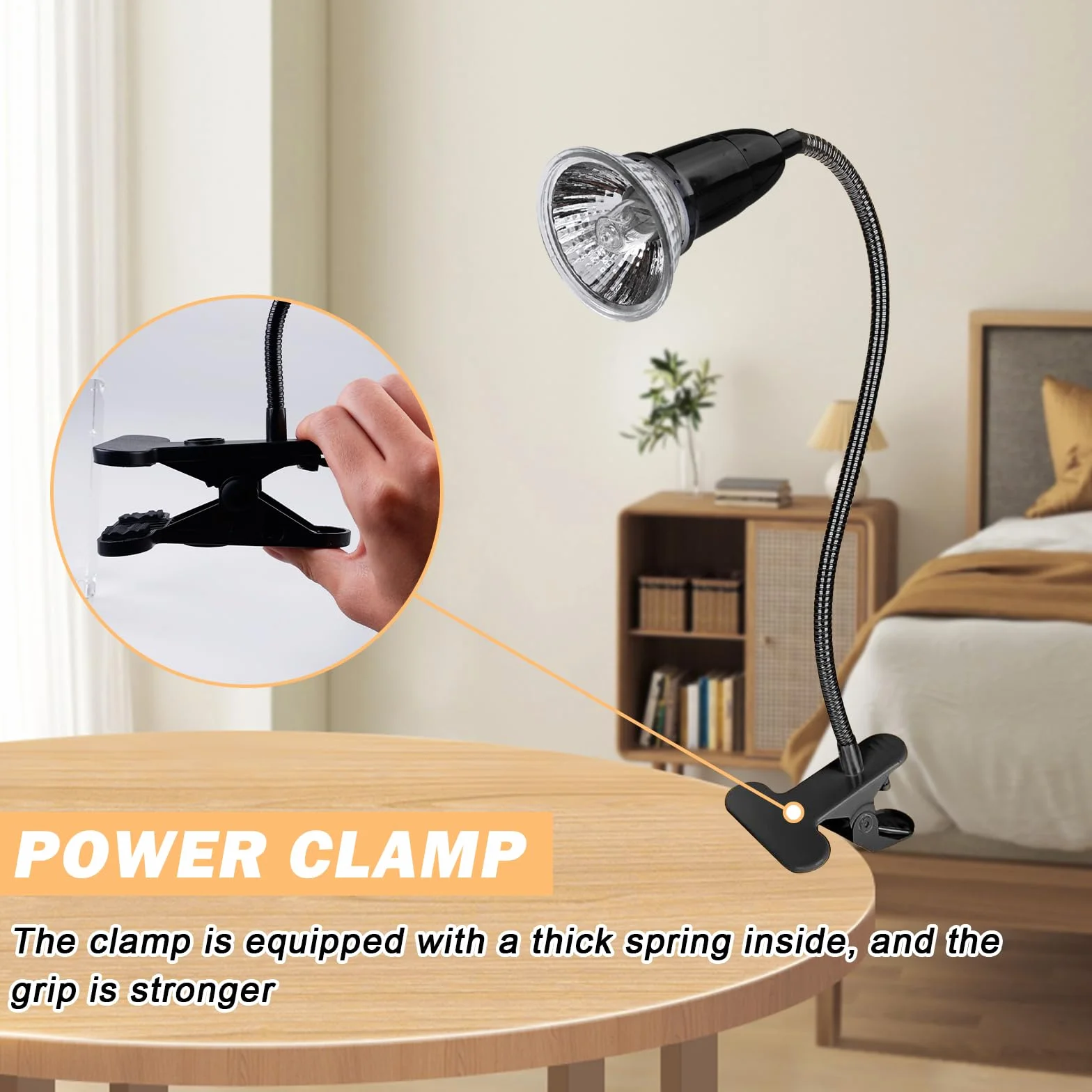 Sporgo 2 sztuki oprawki lampy E27 z klipsem regulowana 360° elastyczna łabędzia szyja metalowa lampa zaciskowa z przełącznikiem i wtyczką 30 cm czarna