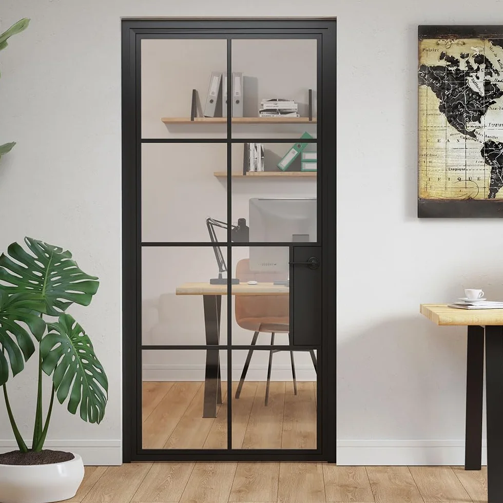 Drzwi szklane wewnętrzne loftowe AKRON TRANSPARENTNE 80x200 Lewe