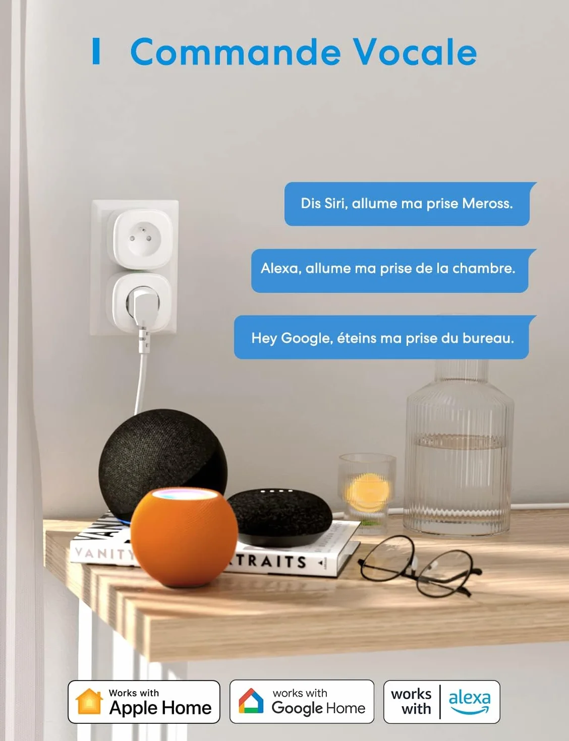 Meross MSS210HKFR Inteligentne gniazdko WiFi kompatybilne z Apple HomeKit, Siri, Alexa, Google Home