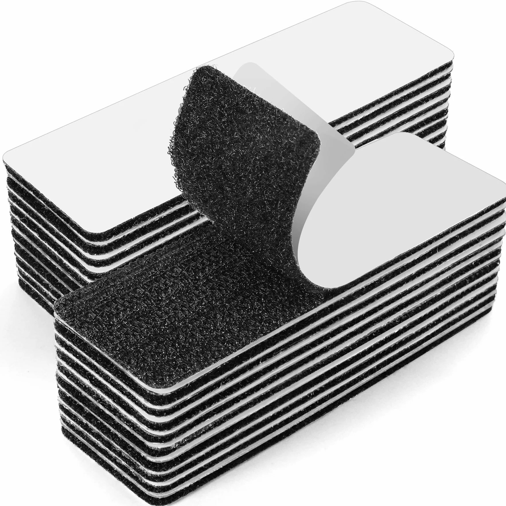 Dwustronne filcowe prostokąty 3x10 cm, mocna taśma klejąca do tkaniny, czarne