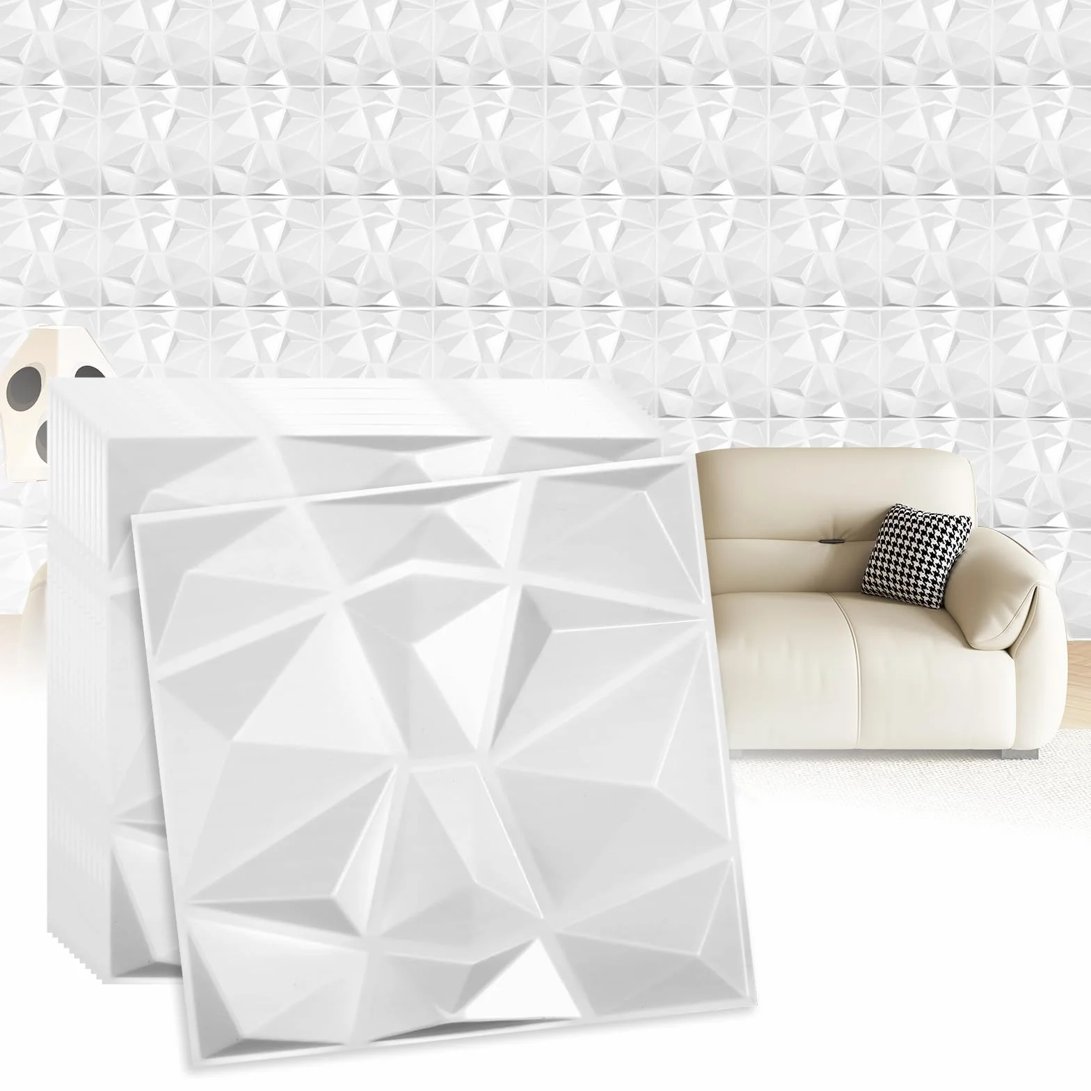 Panele ścienne 3D 30x30 cm PCW, płyty polistyrenowe do dekoracji salonu, sypialni, łazienki, białe