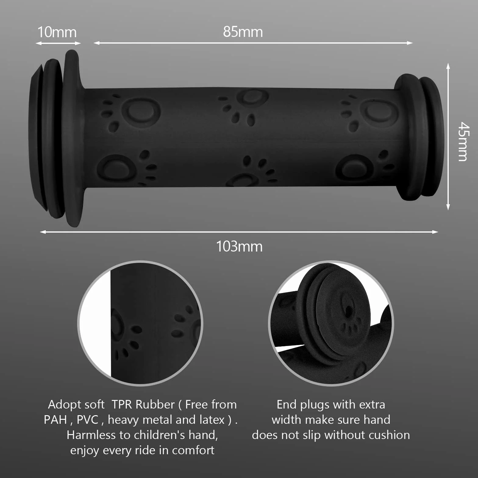 URAQT uchwyty rowerowe dla dzieci, 22 mm, z najwyższym bezpieczeństwem, ochrona przed uderzeniami, gumowe uchwyty do skutera, trójkołowca, roweru dziecięcego, łapy