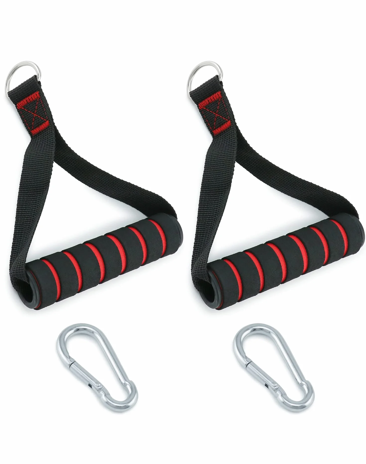QWORK® 2 sztuki uchwytów do taśm, 2 sztuki karabińczyków, uchwyty do taśm, akcesoria fitness