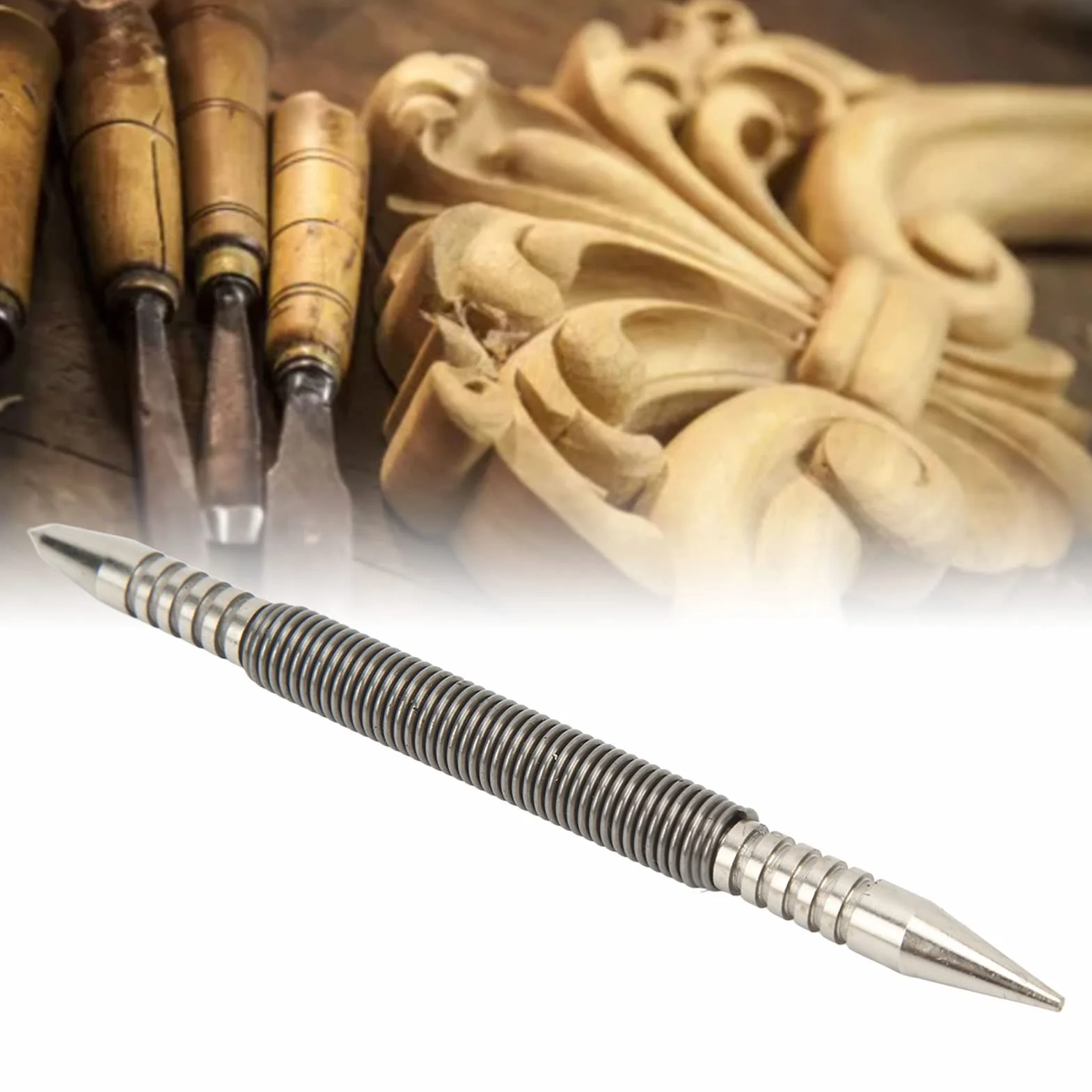 Fyearfly Dual Head Center Punch Spring Design stal węglowa kompaktowy bezmłotkowy narzędzie do drewna metalu szkła
