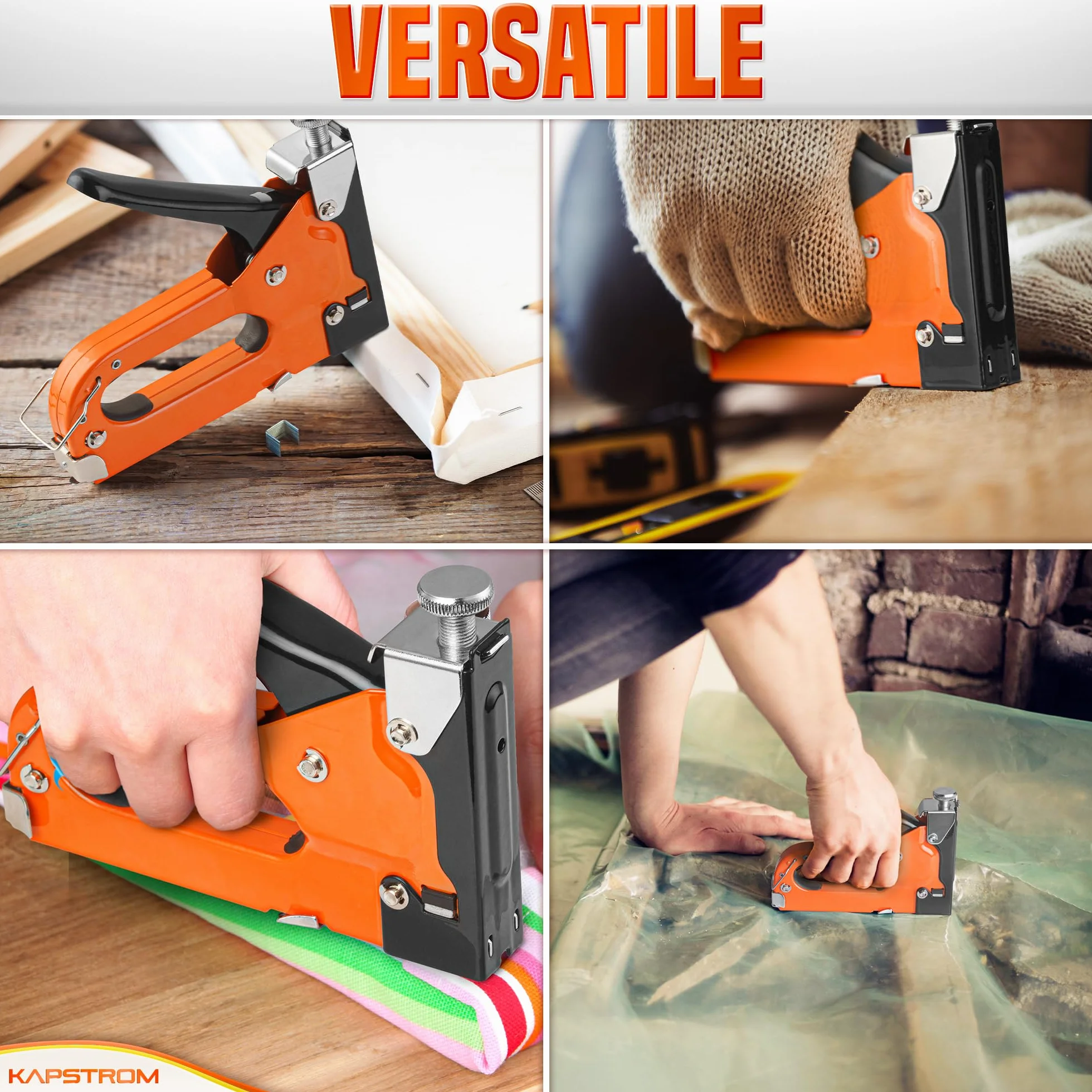 5-in-1 Heavy-Duty Staple Gun Set with 1500 Staples for Woodworking Upholstery Crafts