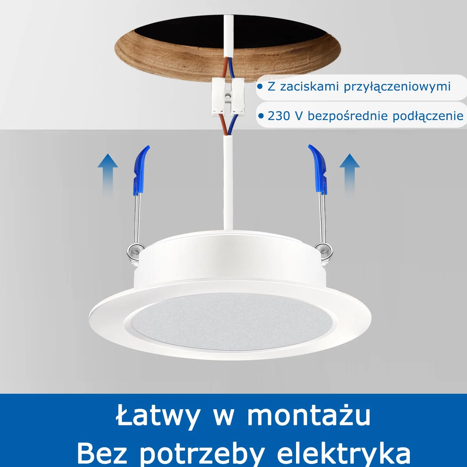 Reflektory LED Wpuszczane Sufitowe, Białe Neutralne 4000 K, Otwór 68 mm, Wodoodporne IP44, 5 W 400 lm 220-240 V, Średnica 90 mm, Wewnętrzna Łazienka Kuchenna, Zestaw 40 Sztuk