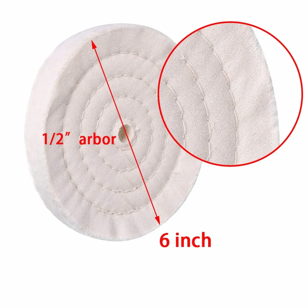 Koło polerskie 15 cm 70 warstw spiralne zszywane bawełna 2 szt