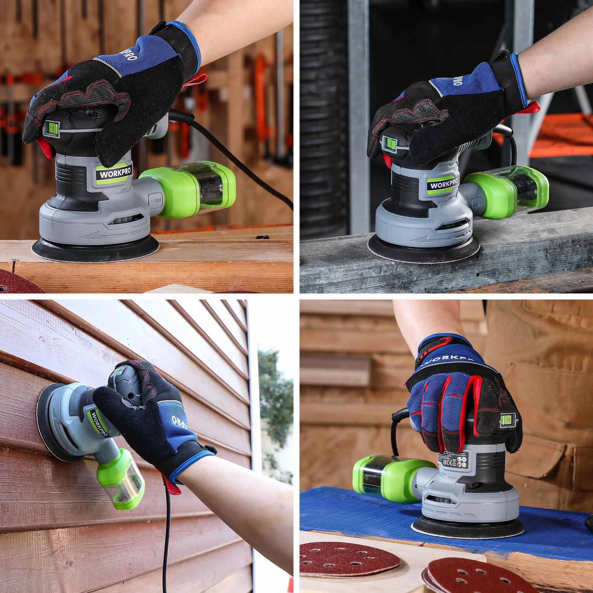 WORKPRO Szlifierka mimośrodowa 125 mm, 300 W z regulowaną prędkością 7000–13000 obr./min