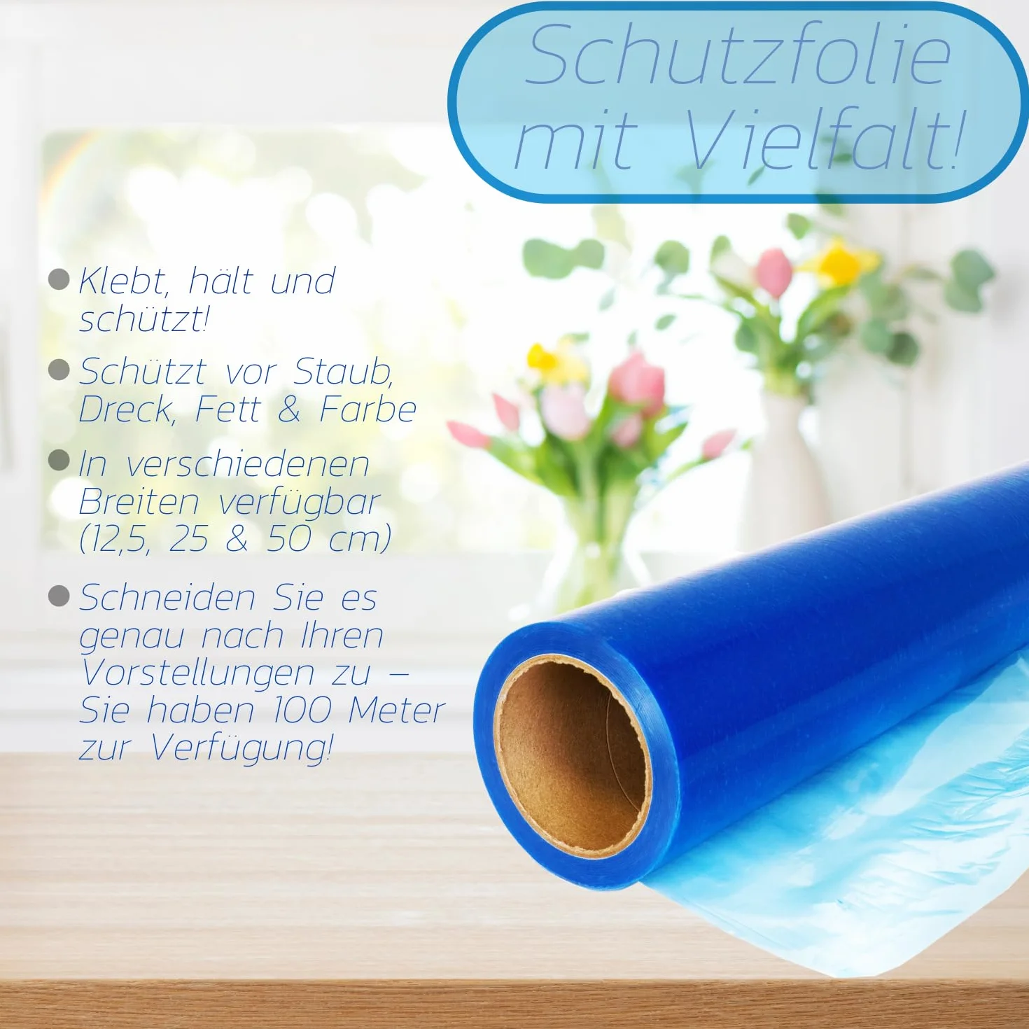 SILISTO Folia ochronna na szkło 25 cm x 100 m, niebieska