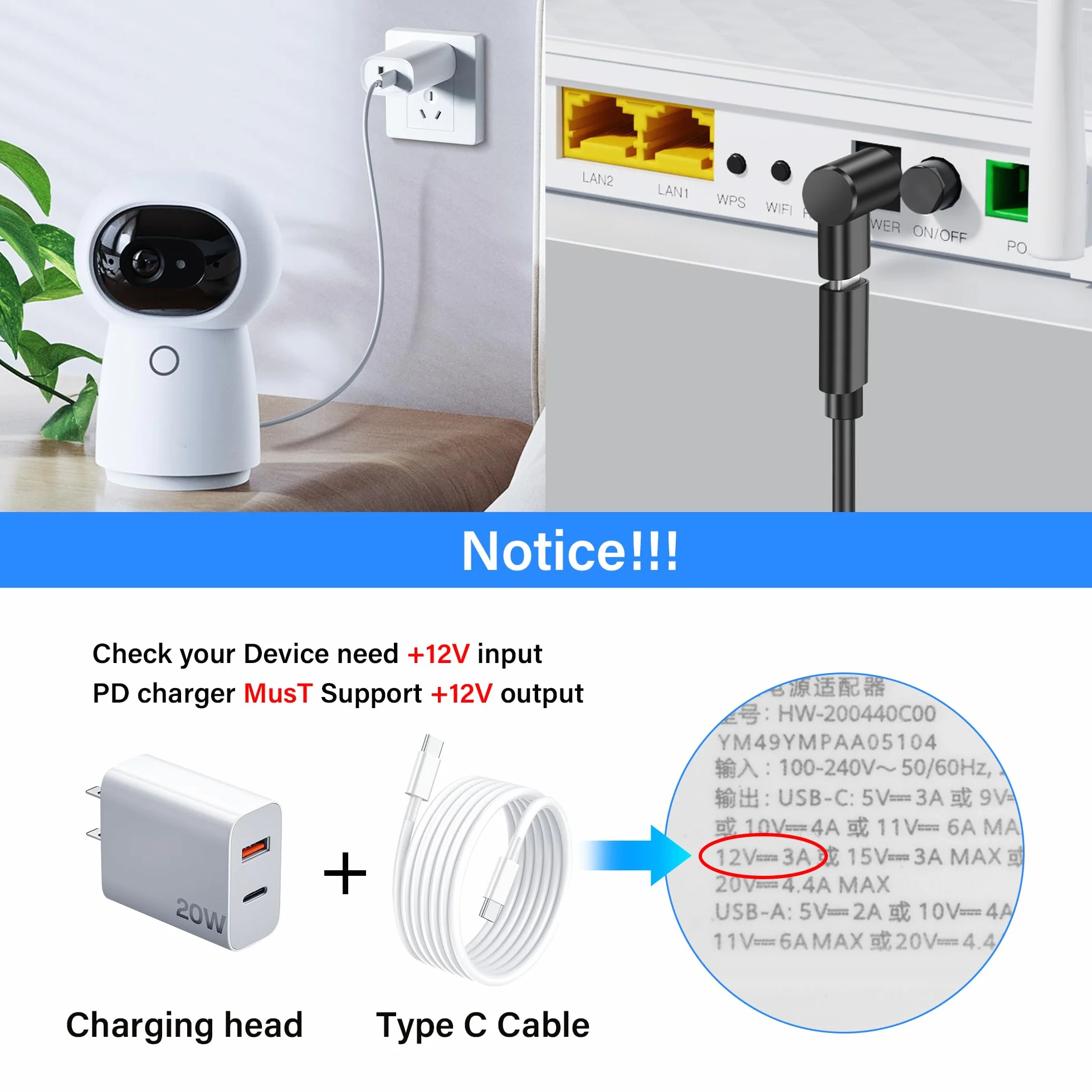 Konwerter 12V USB C na DC 5,5x2,5 mm 90 stopni emulator PD adapter wyzwalacza 4 sztuki