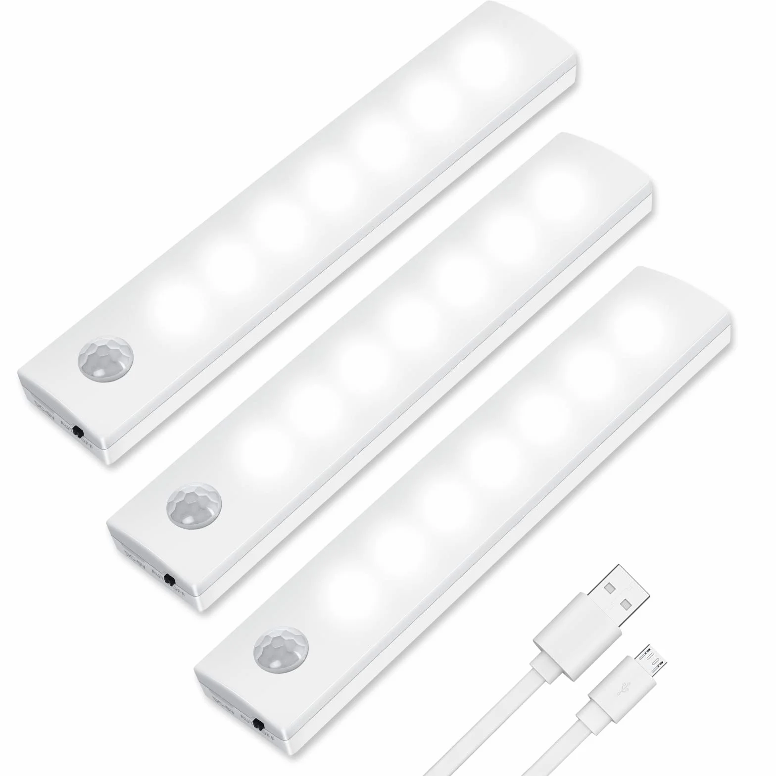 Vicloon Lampka LED z czujnikiem ruchu i światła, ładowalna, magnetyczna, 3 sztuki