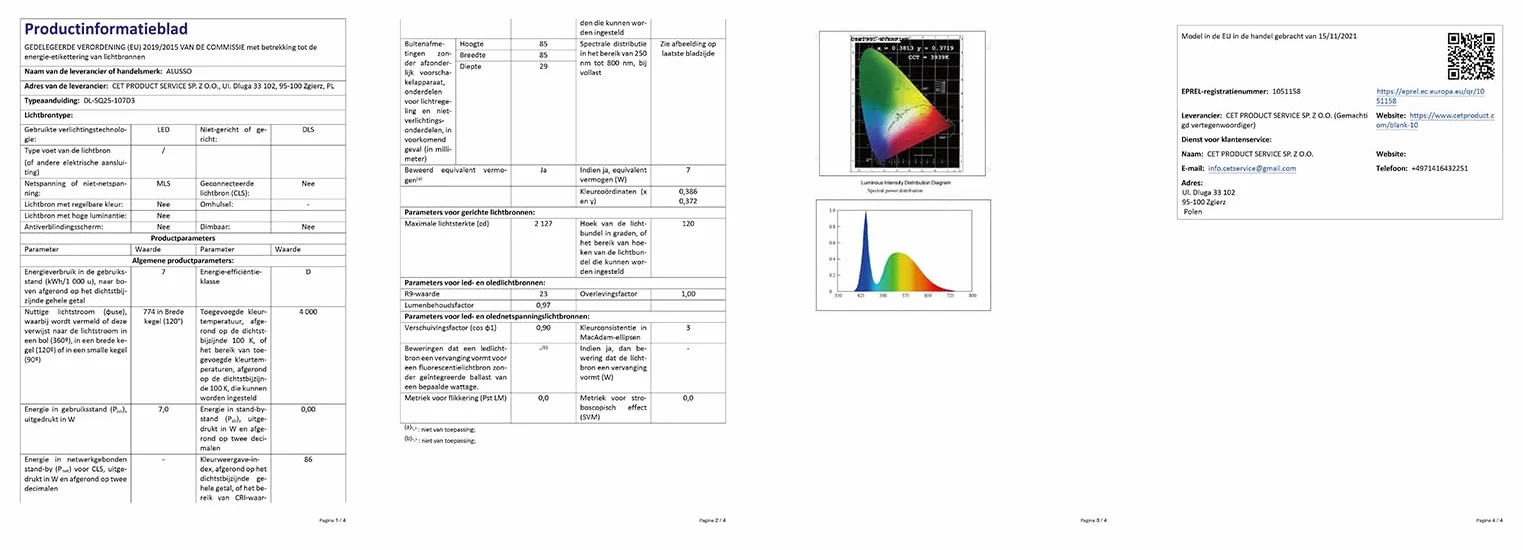 ALUSSO Oświetlenie LED Spot Sufitowy 230V 7W 3000K-6500K IP44 Regulowane Chrom 6szt