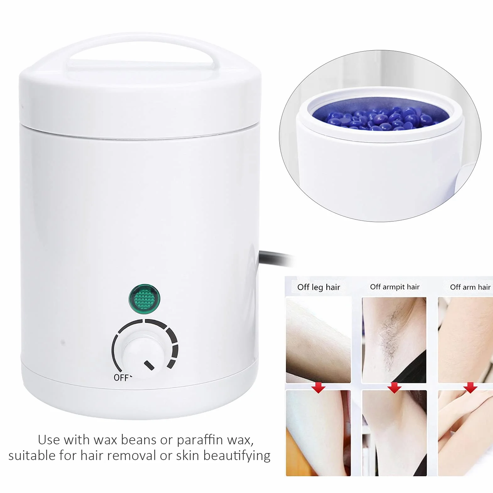 Mini Wax Warmer - Woskowa Maszyna do Depilacji, Profesjonalna Depilacja Unisex Wosk Parafinowy do Brazylijskiego Zestawu do Woskowania Brwi i Nóg dla Kobiet i Mężczyzn(EU Plug 220V)